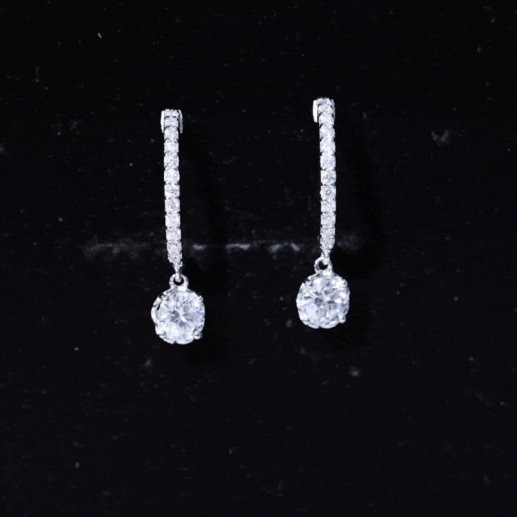 Lab Grown Diamond Minimal Hoop Drop Earrings Lab - ( EF-VS ) - Rosec Jewels