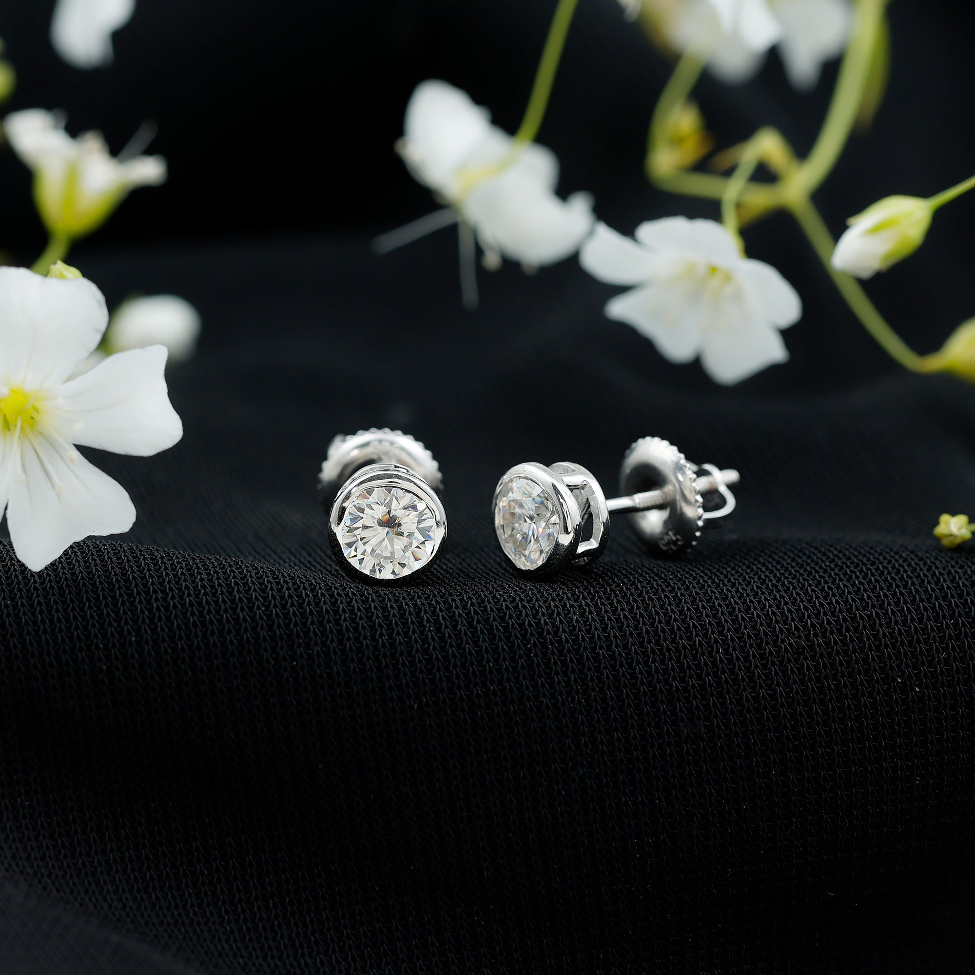 Solitaire Lab Grown Diamond Dainty Stud Earrings Lab - ( EF-VS ) - Rosec Jewels