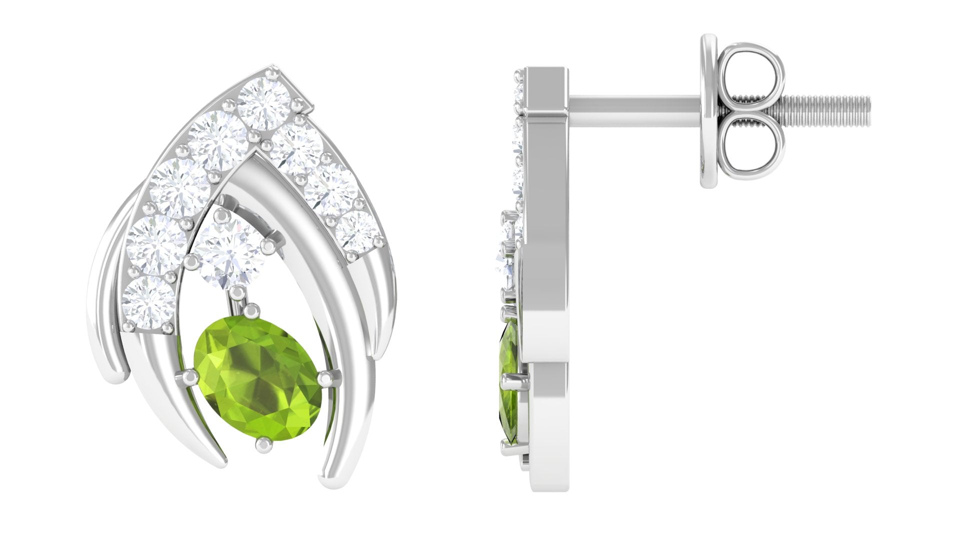 Minimal AAA Quality Peridot Stud Earrings