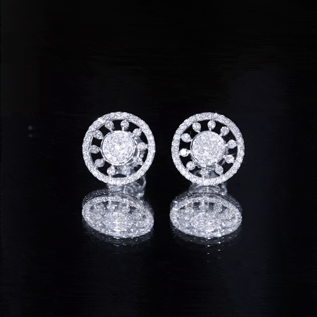 Certified Diamond Statement Ear Studs Natural - ( HI-SI ) - Rosec Jewels