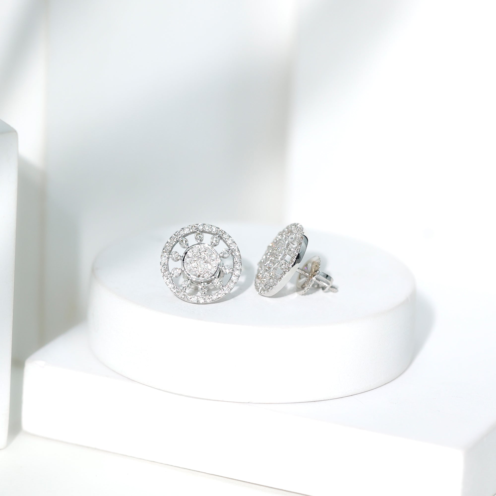 Certified Diamond Statement Ear Studs Natural - ( HI-SI ) - Rosec Jewels
