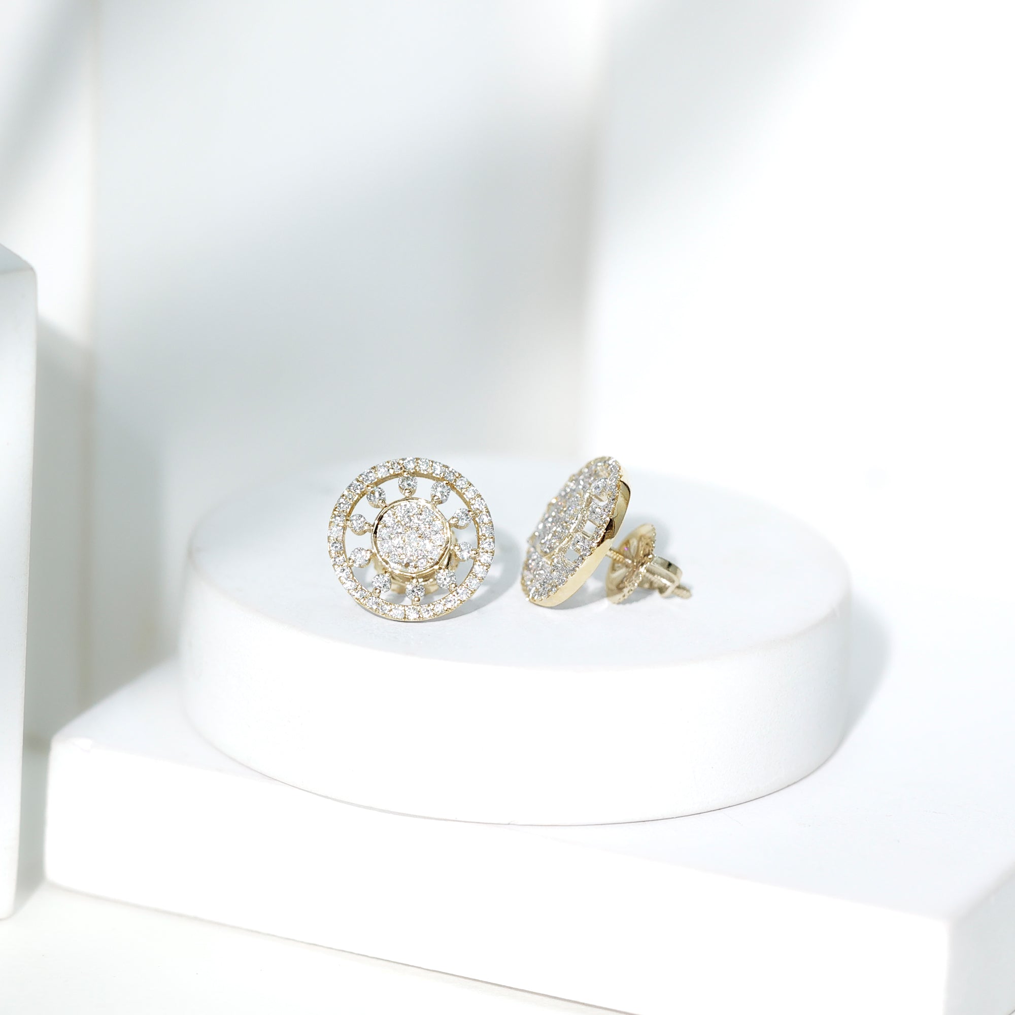 Certified Diamond Statement Ear Studs Natural - ( HI-SI ) - Rosec Jewels