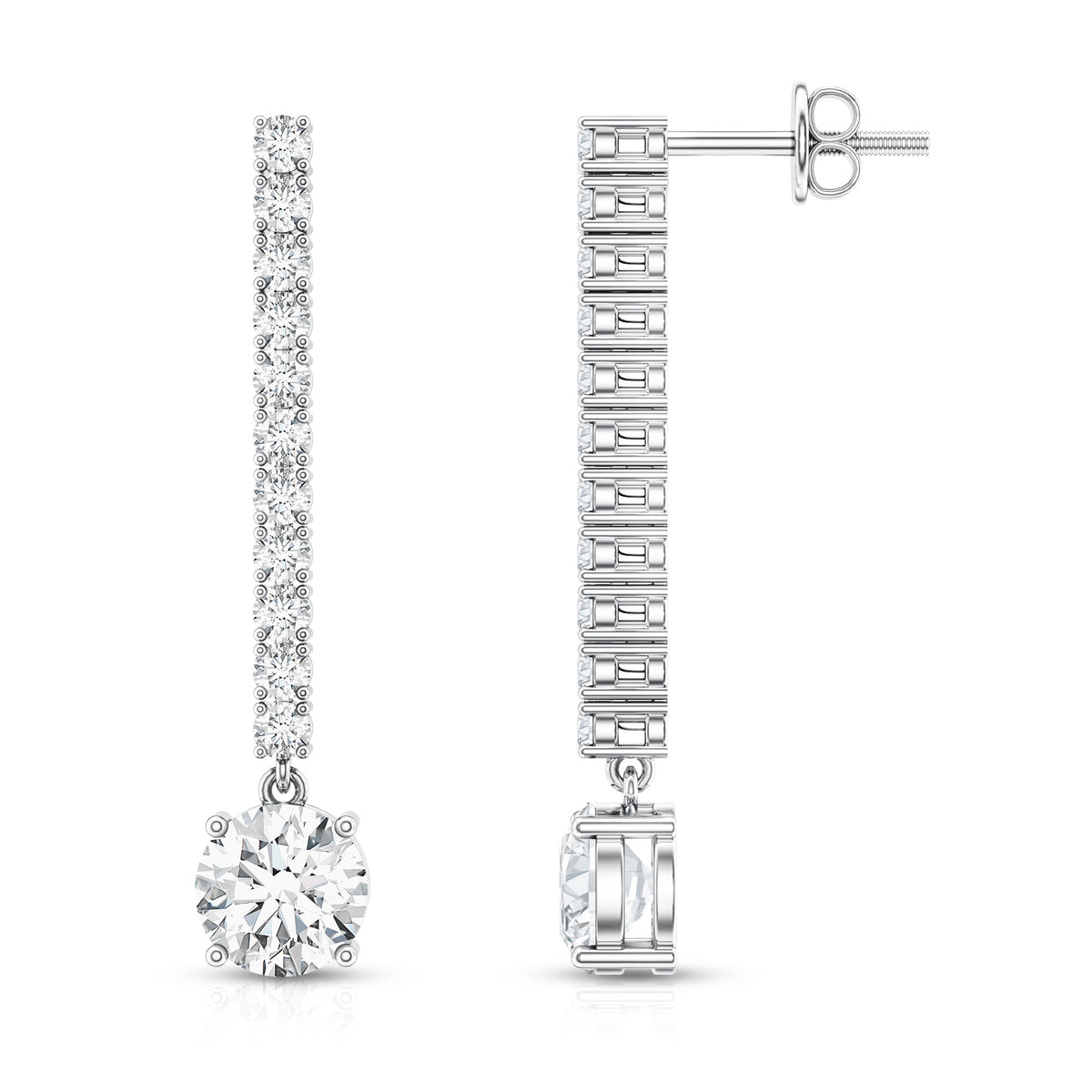 2 Carat Lab Grown Diamond Drop Earrings with IGI Certificate Lab - ( E-VS1 ) - Rosec Jewels