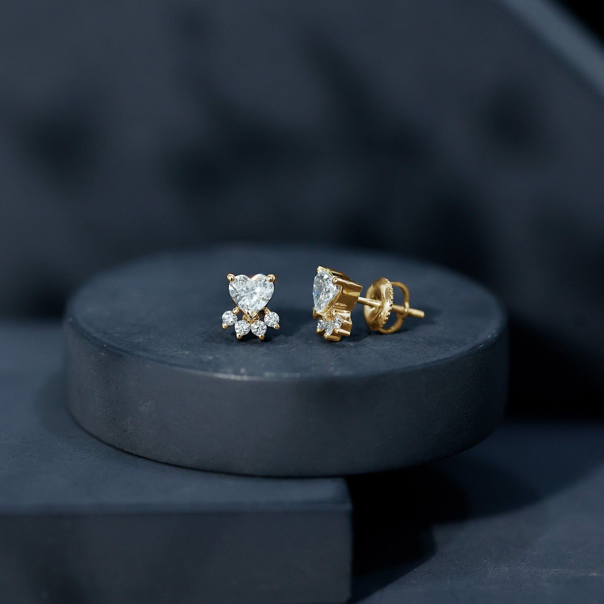 Natural Diamond Paw Stud Earrings for Women Natural - ( HI-SI ) - Rosec Jewels