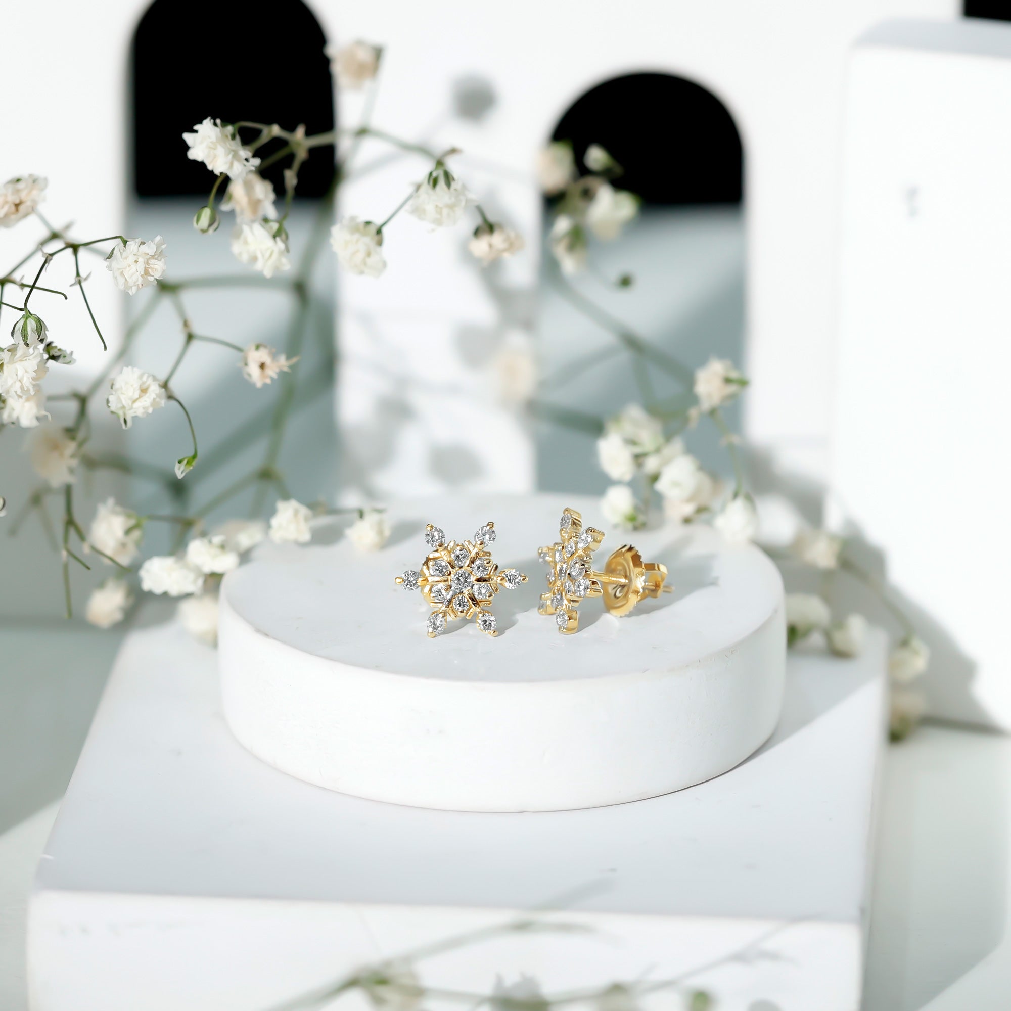 Rosec Jewels-Certified Diamond Snowflake Stud Earrings with Screw Back