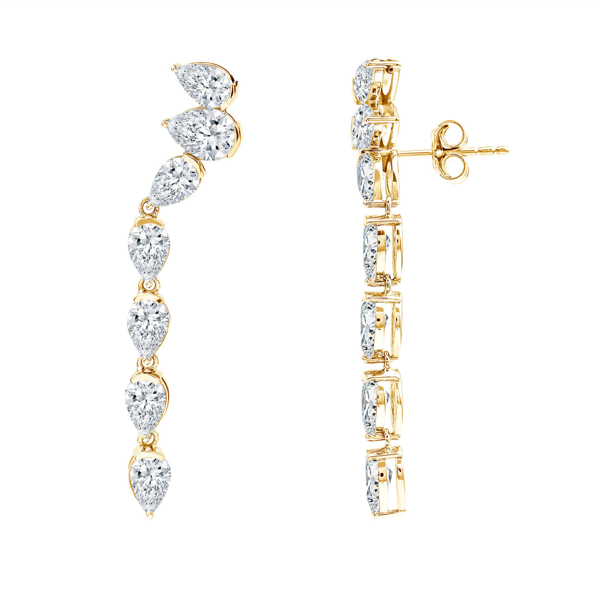 Rosec Jewels-Pear Shape Lab Grown Diamond Dangling Earrings for Women