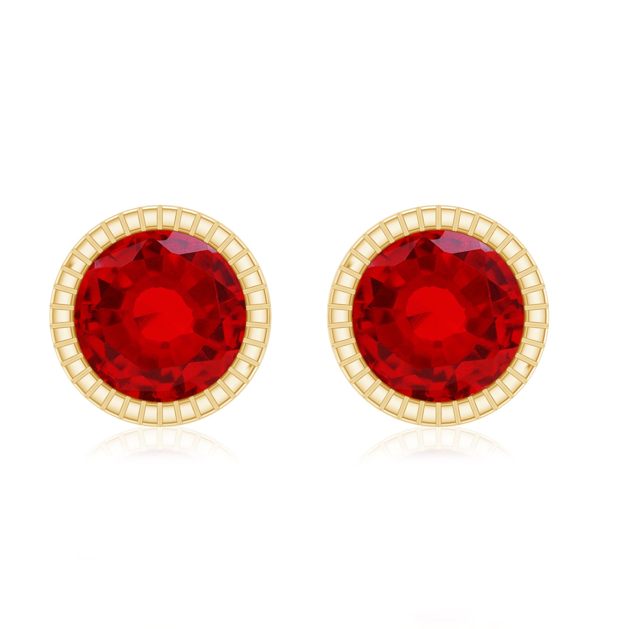 Round Cut Lab Created Ruby Martini Stud Earrings AAAA - Rosec Jewels