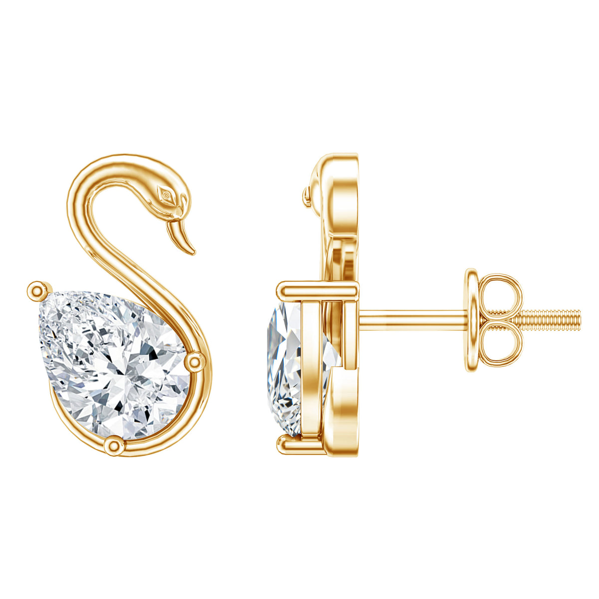 Certified Lab Grown Diamond Swan Stud Earrings Lab - ( EF-VS ) - Rosec Jewels