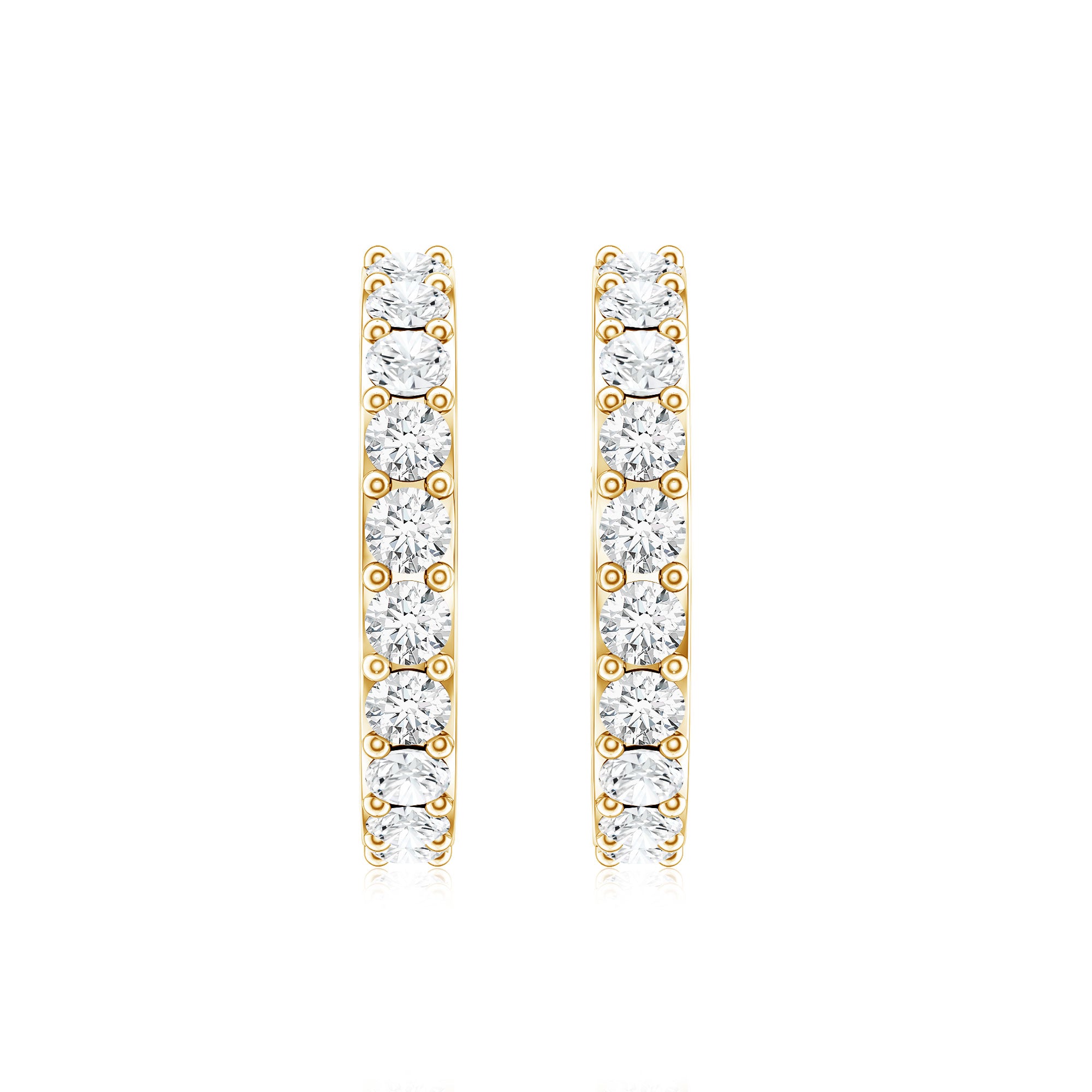 Certified Diamond Small Hoop Earrings Natural - ( HI-SI ) - Rosec Jewels