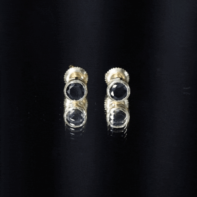 5MM Bezel Set Lab Created Black Diamond Solitaire Stud Earrings AAAA ( Synthetic ) - Rosec Jewels