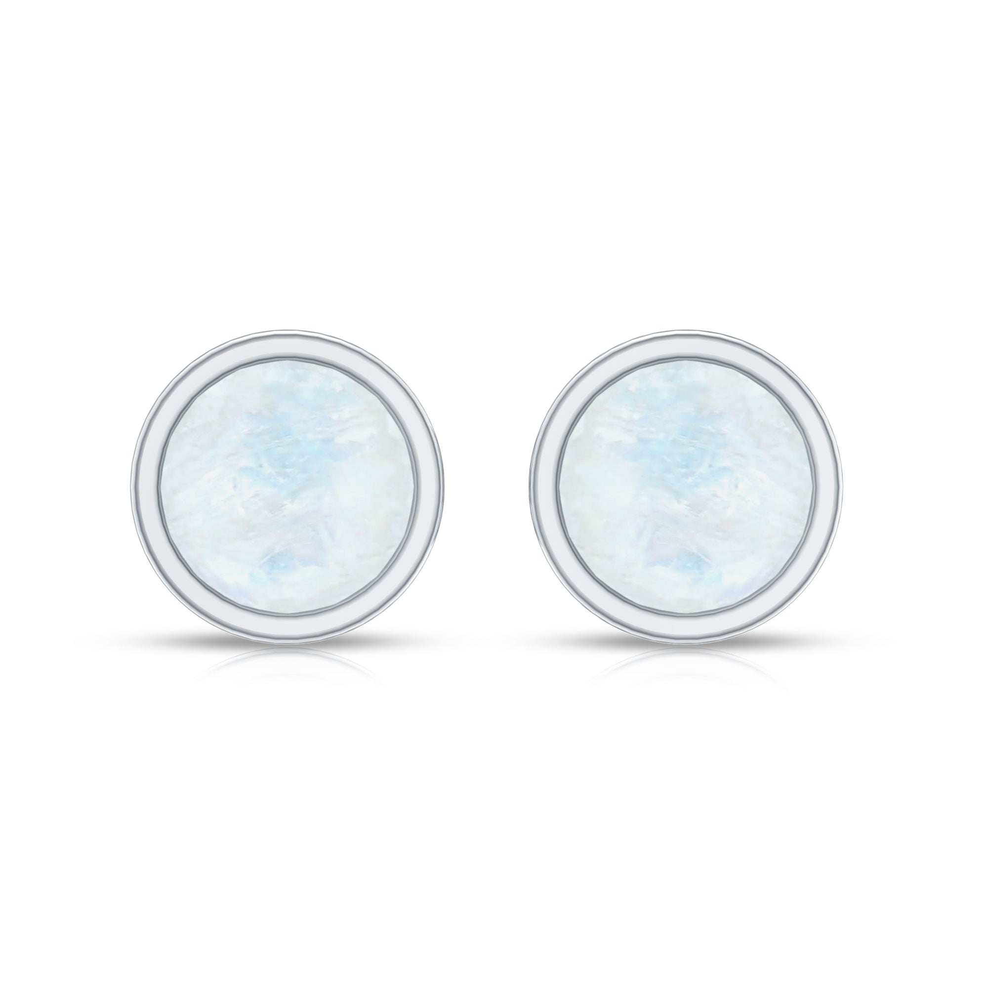 Real Moonstone Solitaire Stud Earrings in Bezel Setting AAA - Rosec Jewels
