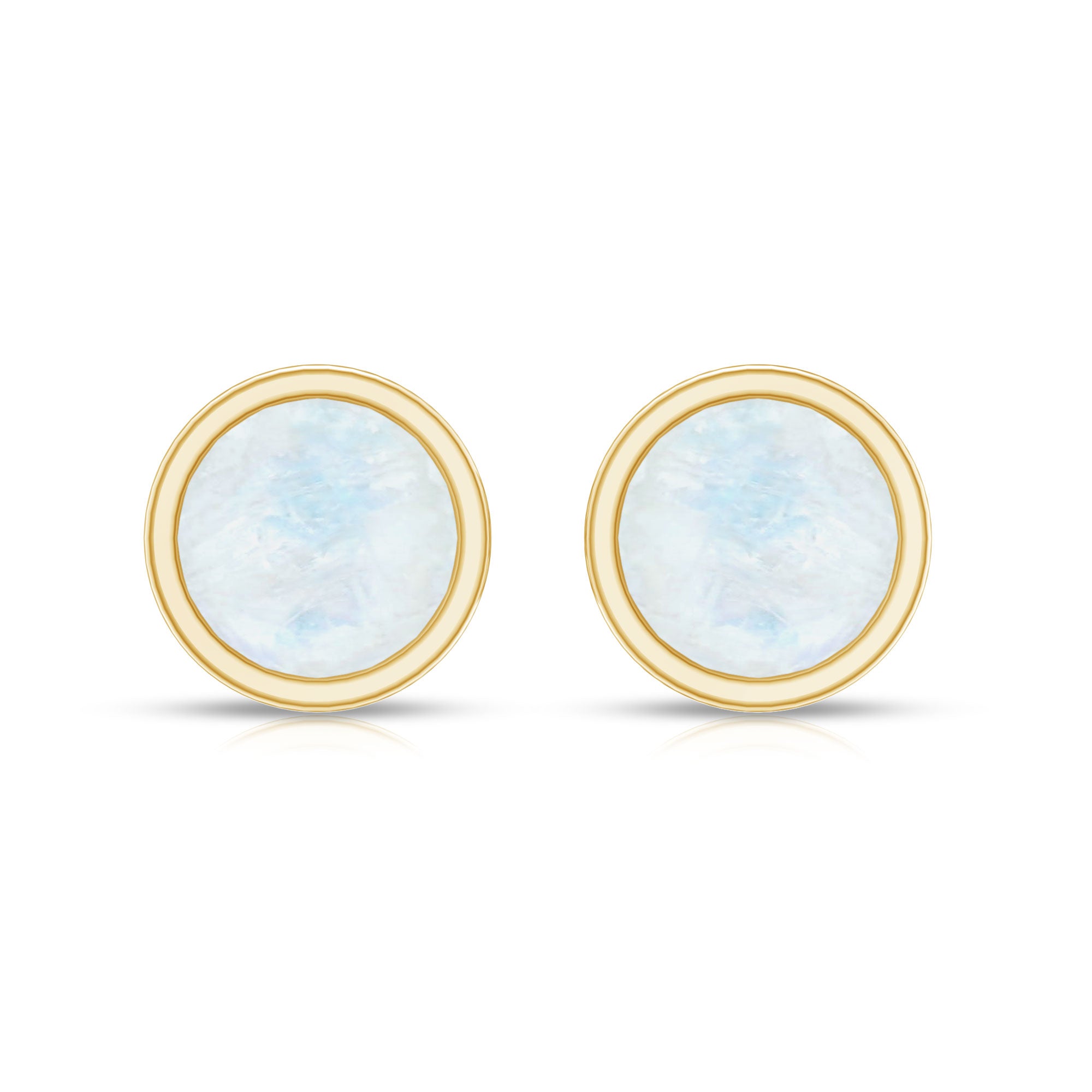 Real Moonstone Solitaire Stud Earrings in Bezel Setting AAA - Rosec Jewels