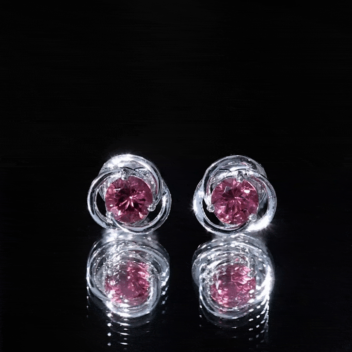 1 Carat Solitaire Pink Tourmaline Swirl Stud Earrings AAA - Rosec Jewels