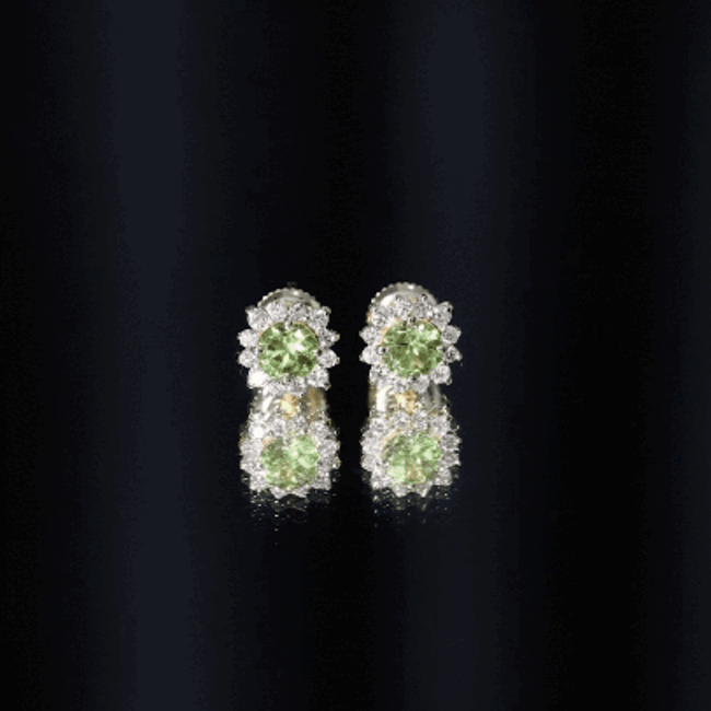 1 Carat Peridot Stud Earrings with Diamond Halo AAA - Rosec Jewels