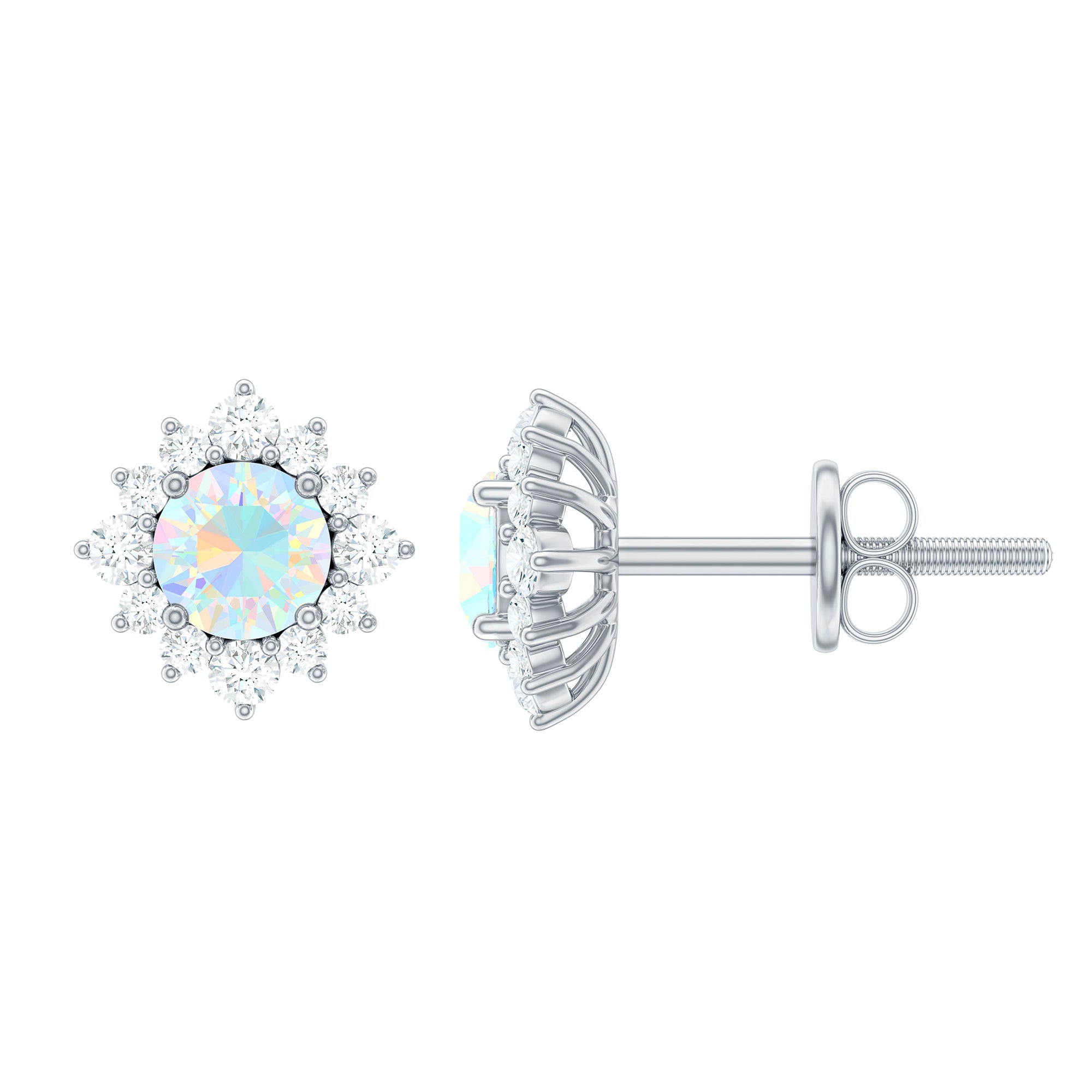1 CT klassieke Ethiopische opaaloorknopjes met diamanten halo