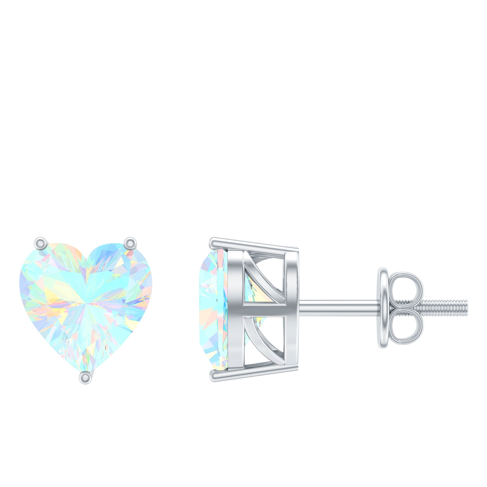 1.5 Carat Heart Shape Real Ethiopian Opal Stud Earrings AAA - Rosec Jewels