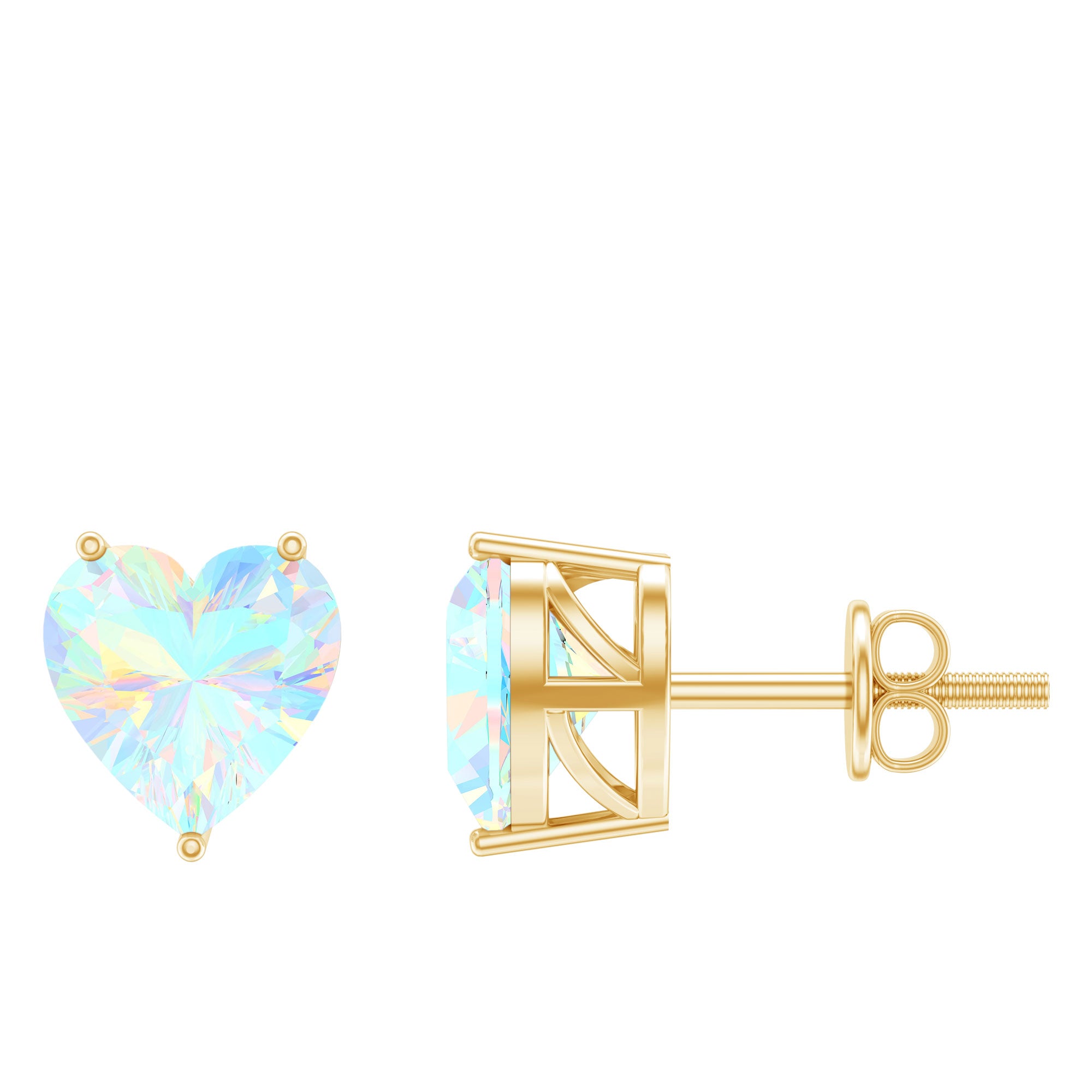 1.5 Carat Heart Shape Real Ethiopian Opal Stud Earrings AAA - Rosec Jewels