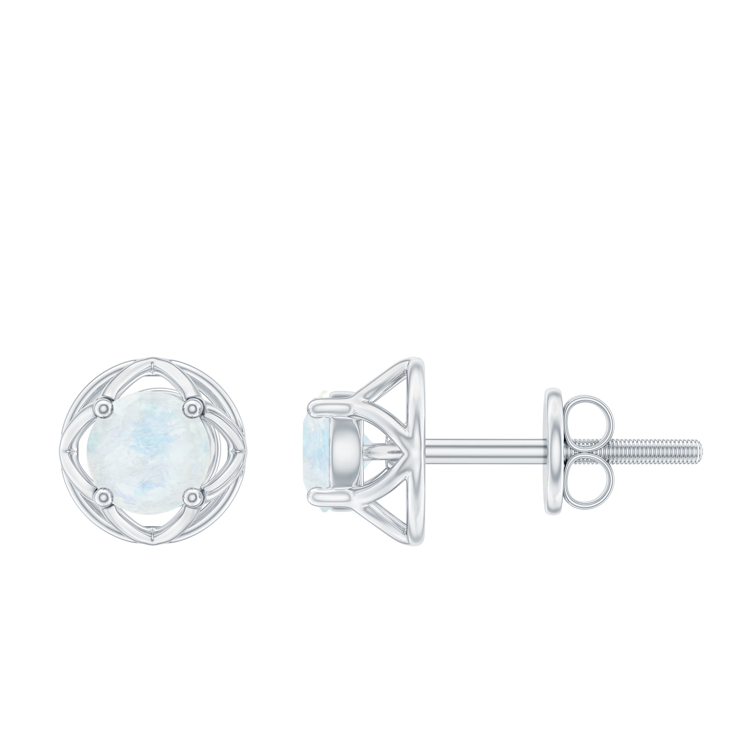 0.7 Carat Moonstone Flower Stud Earrings AAA - Rosec Jewels