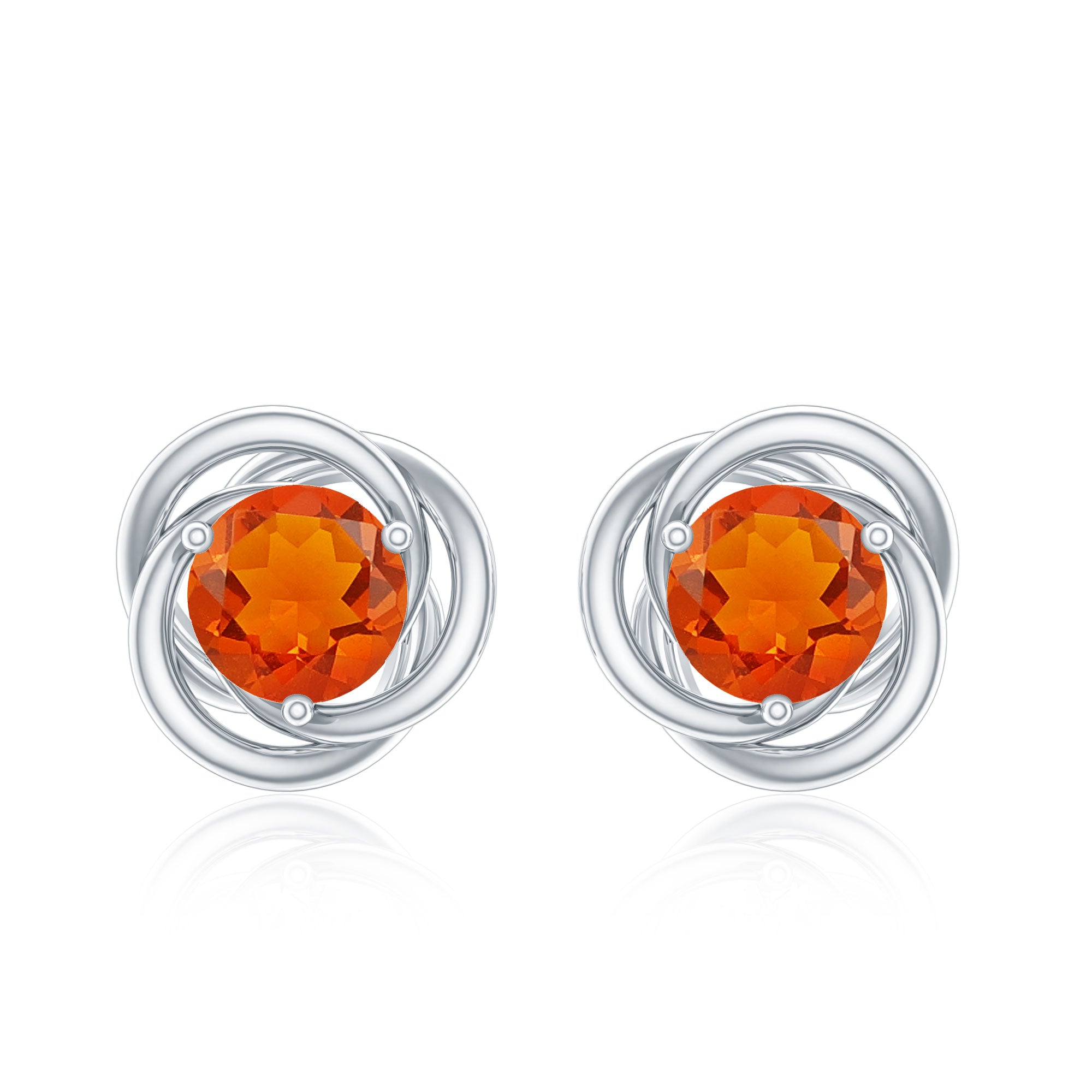 Solitaire 0.9 Carat Fire Opal Swirl Stud Earrings in 3 Prong Setting AAA - Rosec Jewels