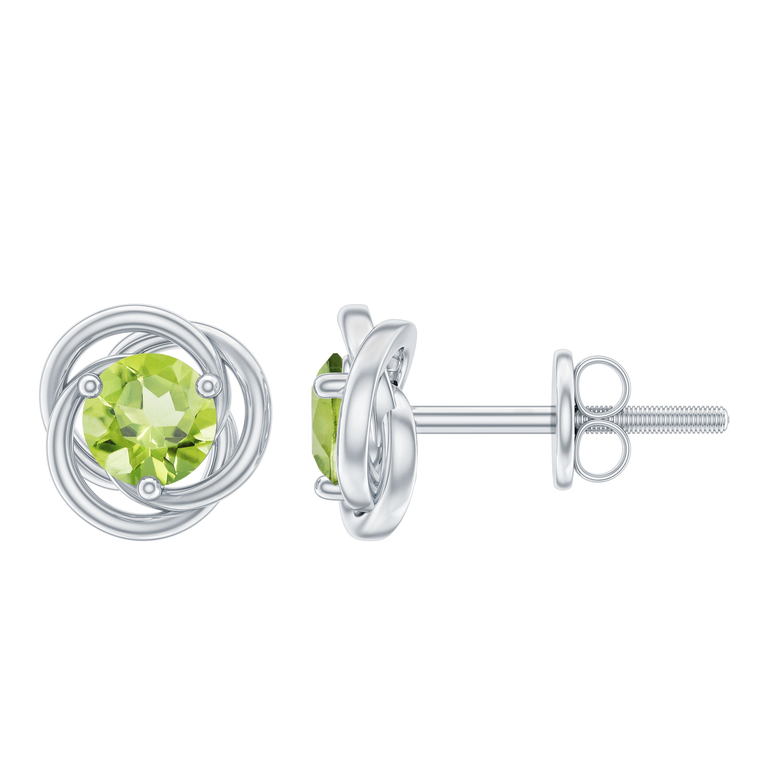 1 Carat Round Cut Peridot Swirl Stud Earrings AAA - Rosec Jewels