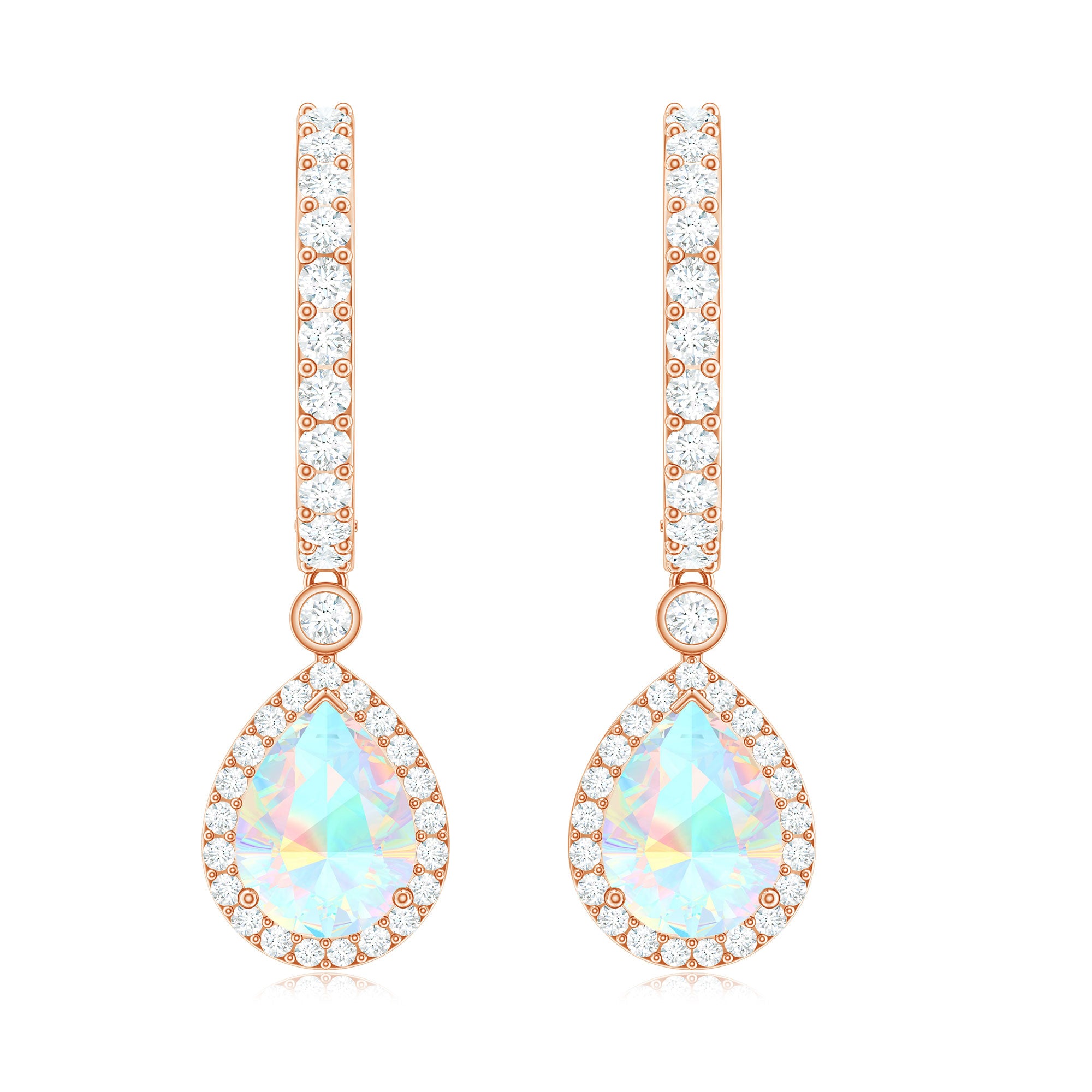 Real 1.4 Carat Ethiopian Opal Teardrop Hoop Earrings with Certificate AAA - Rosec Jewels