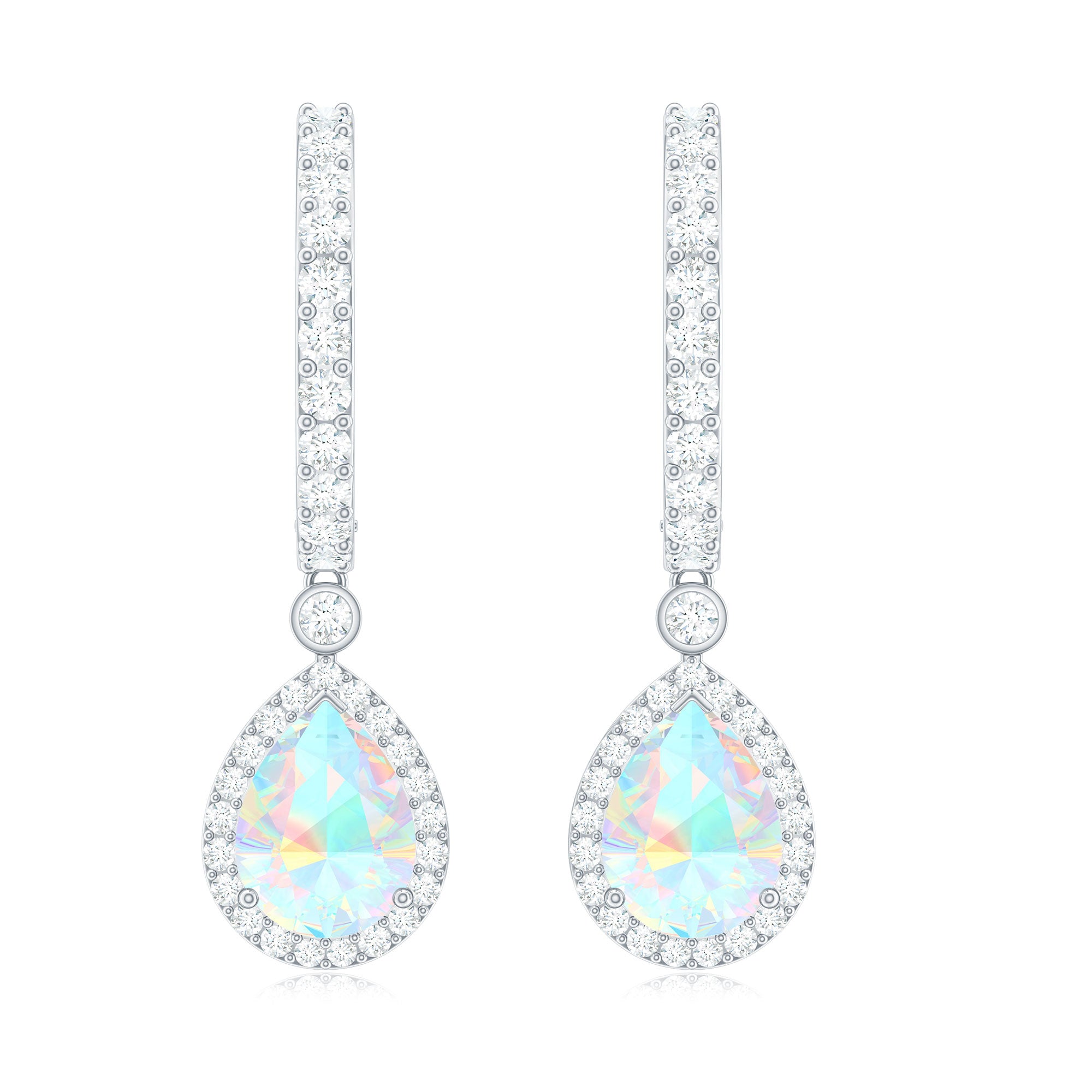 Real 1.4 Carat Ethiopian Opal Teardrop Hoop Earrings with Certificate AAA - Rosec Jewels