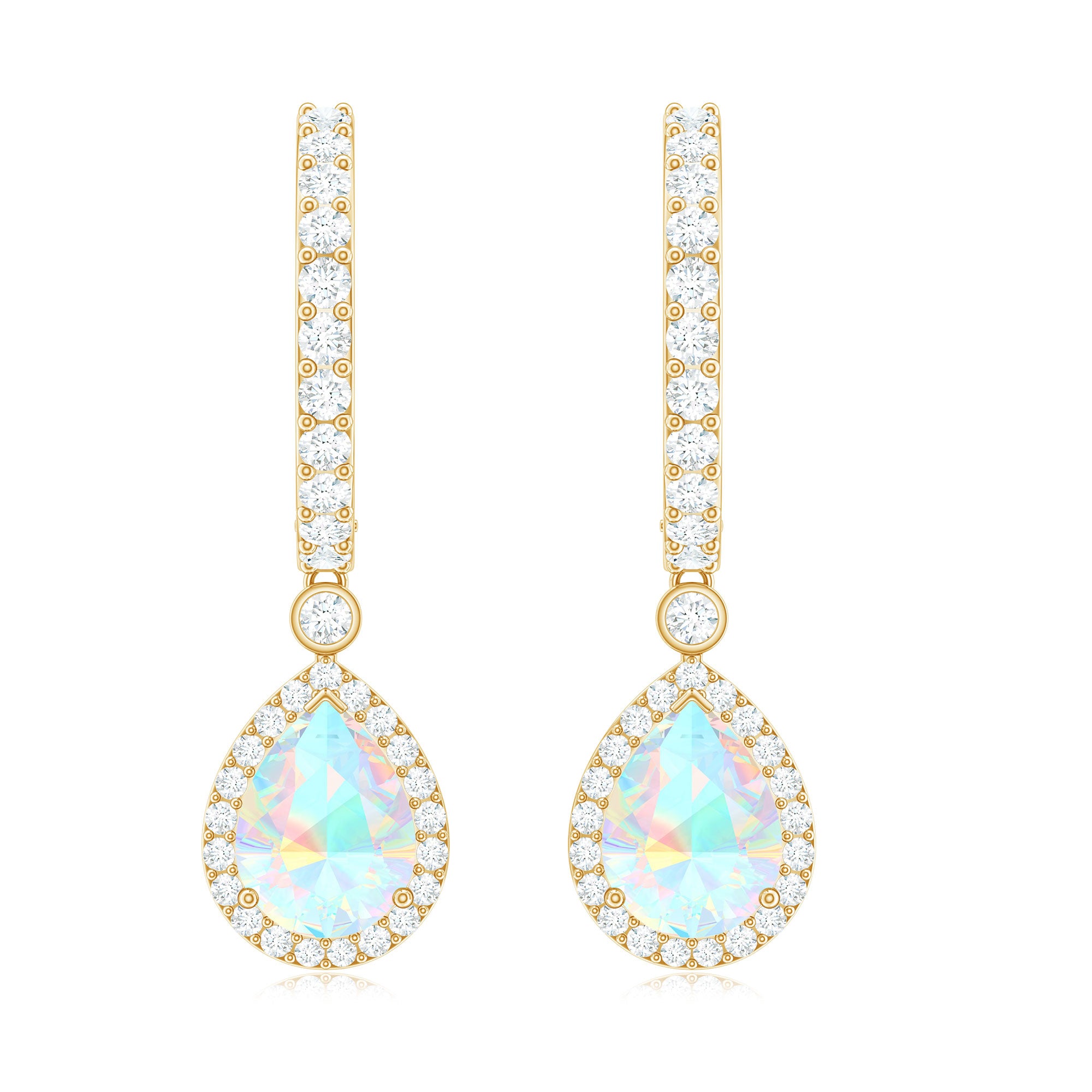 Real 1.4 Carat Ethiopian Opal Teardrop Hoop Earrings with Certificate AAA - Rosec Jewels
