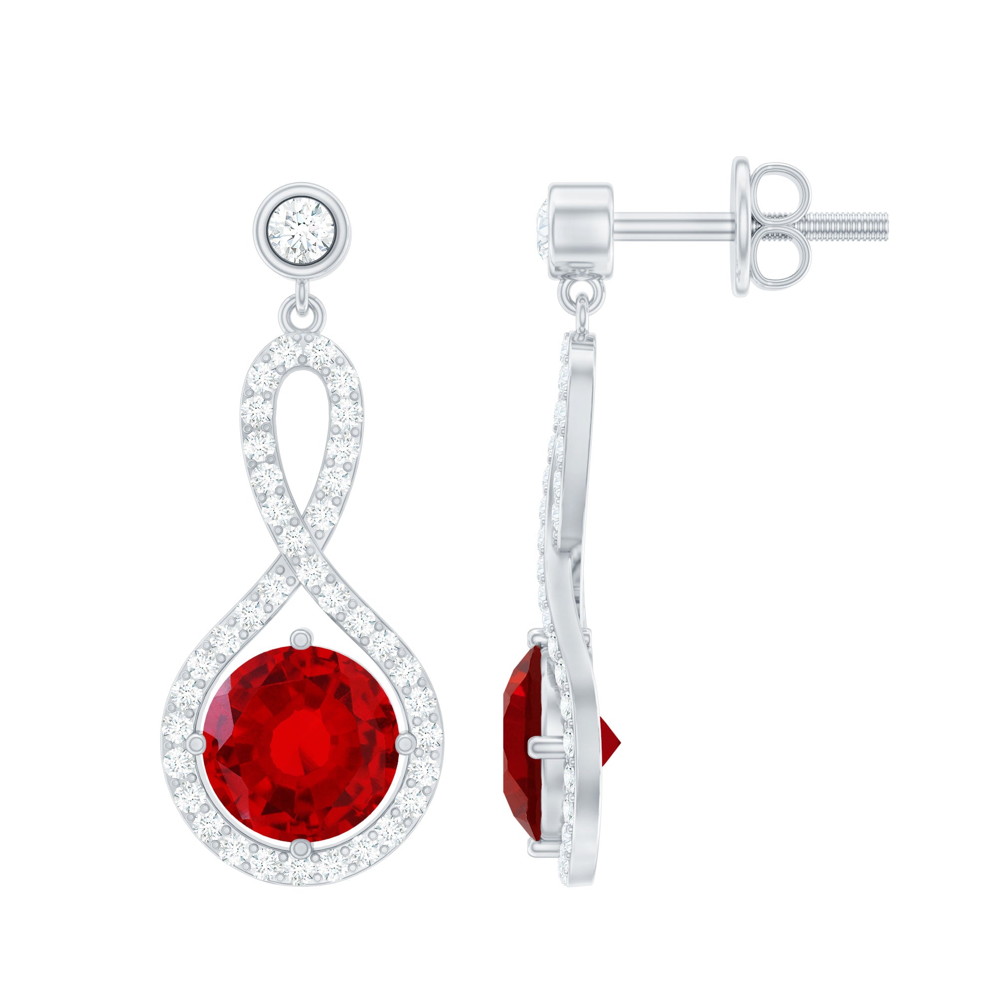 Lab Grown Ruby Diamond Drop Earrings