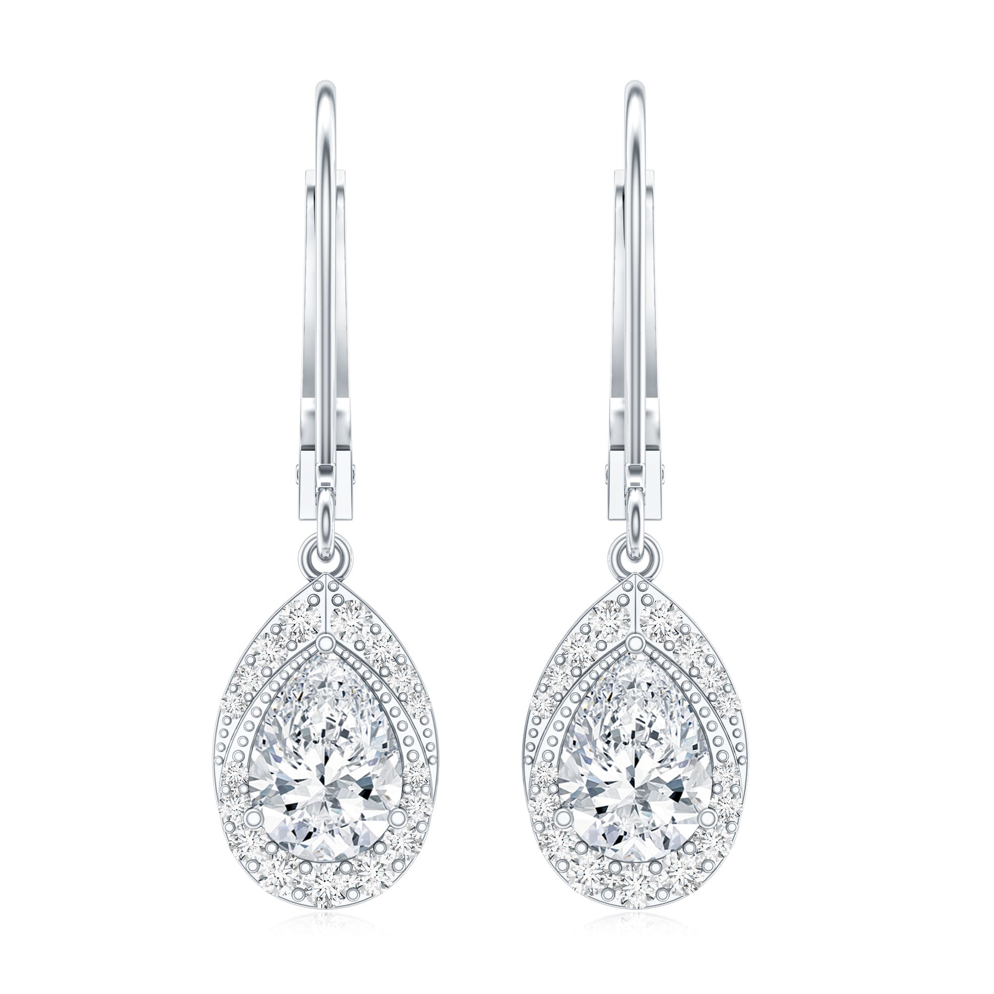 Lab Grown Diamond Drop Dangle Earrings With Lever Back Lab - ( EF-VS ) - Rosec Jewels
