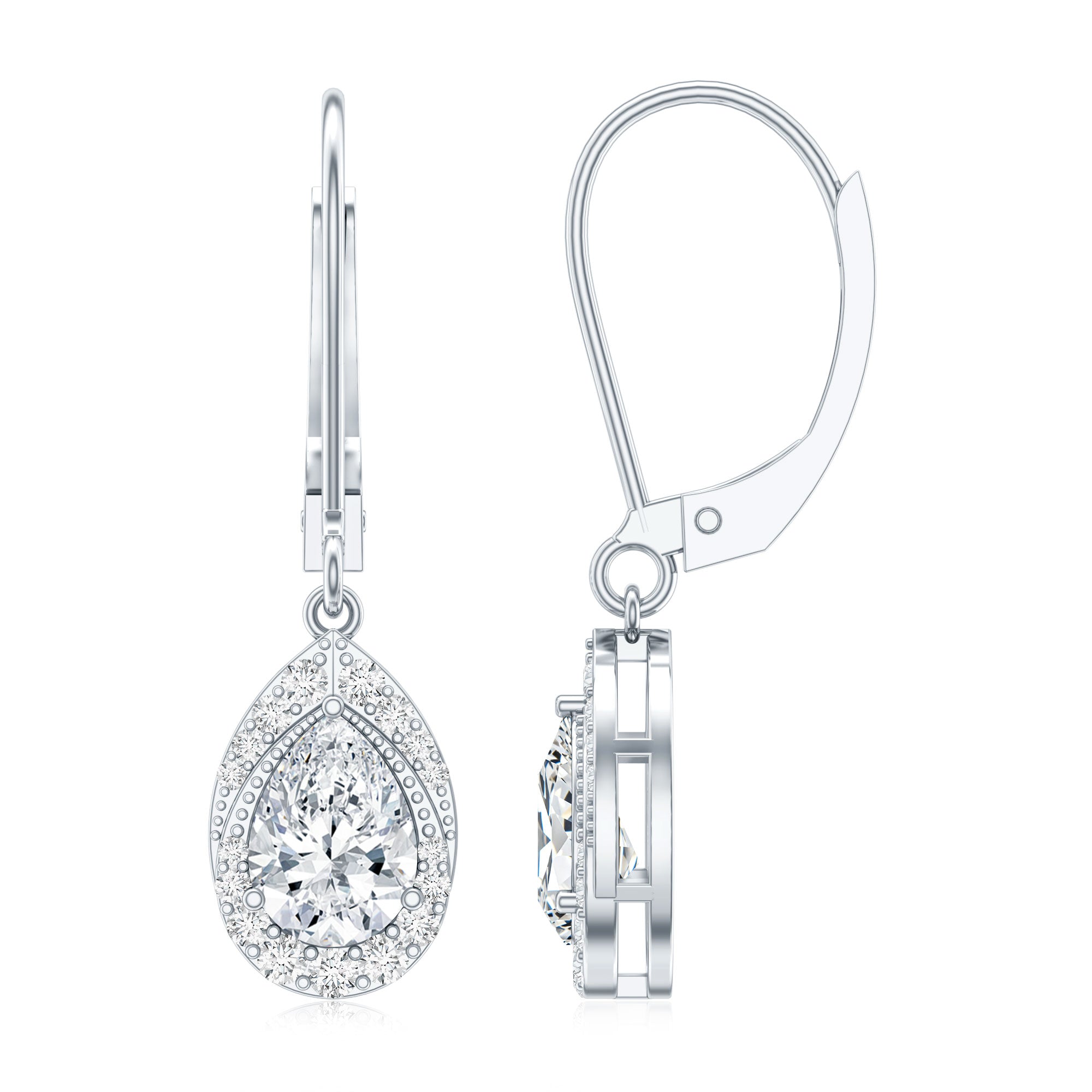 Lab Grown Diamond Drop Dangle Earrings With Lever Back Lab - ( EF-VS ) - Rosec Jewels