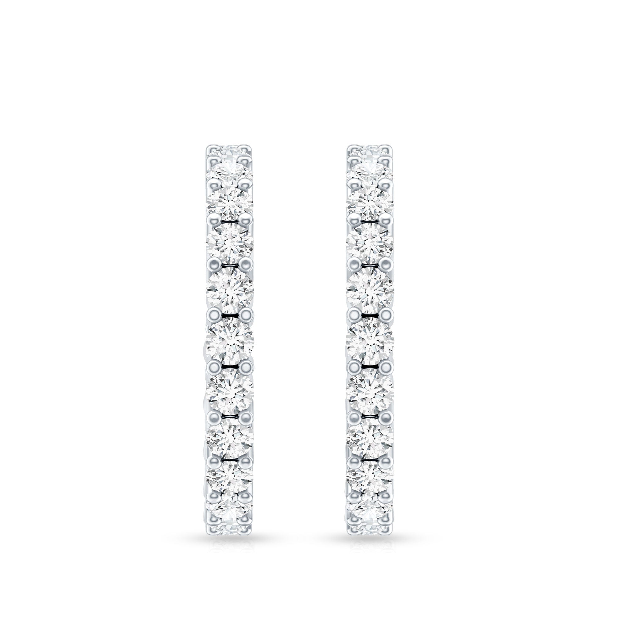Lab Grown Diamond Hoop Earrings with Screw Back Lab - ( EF-VS ) - Rosec Jewels