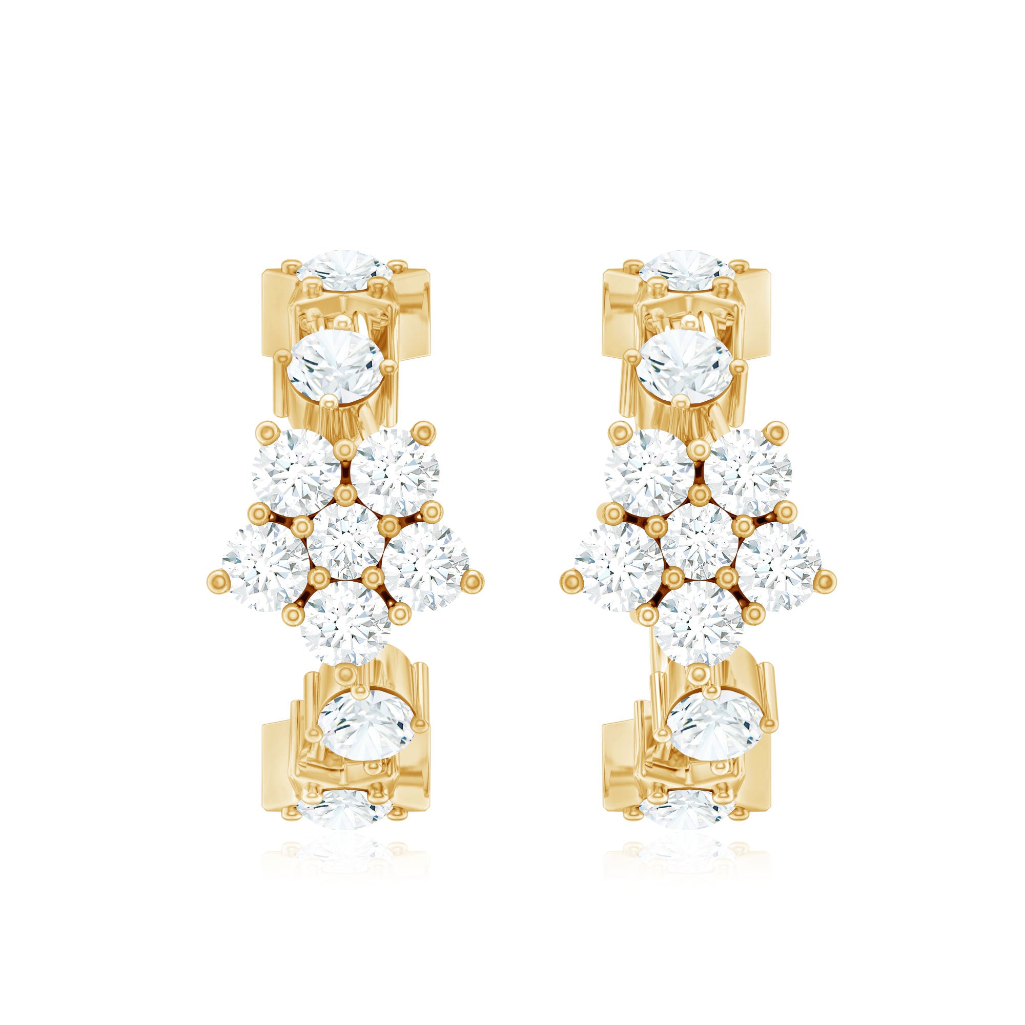 Rosec Jewels-3/4 CT Diamond Floral Hoop Earrings