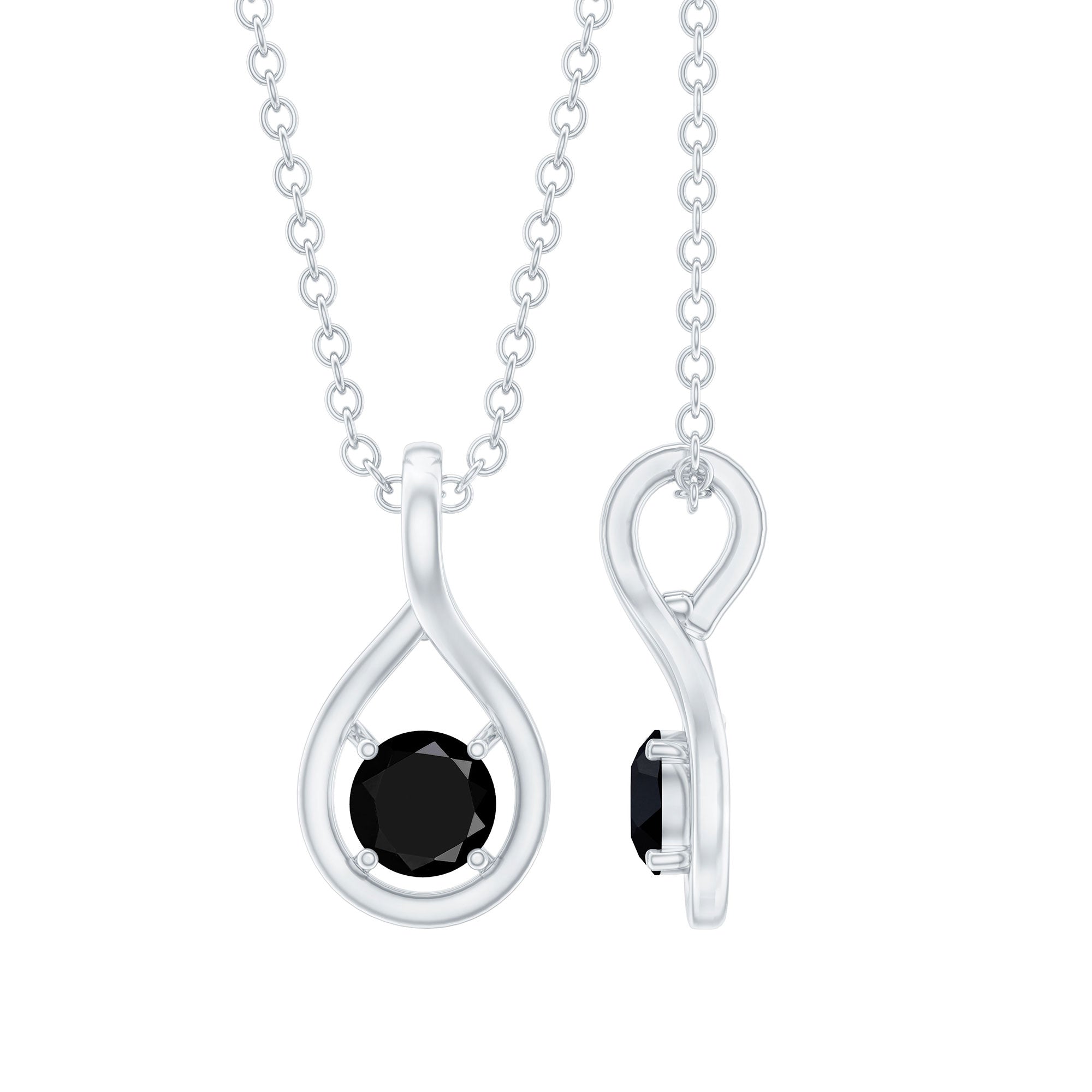 Certified Black Diamond Solitaire Necklace with Teardrop Frame
