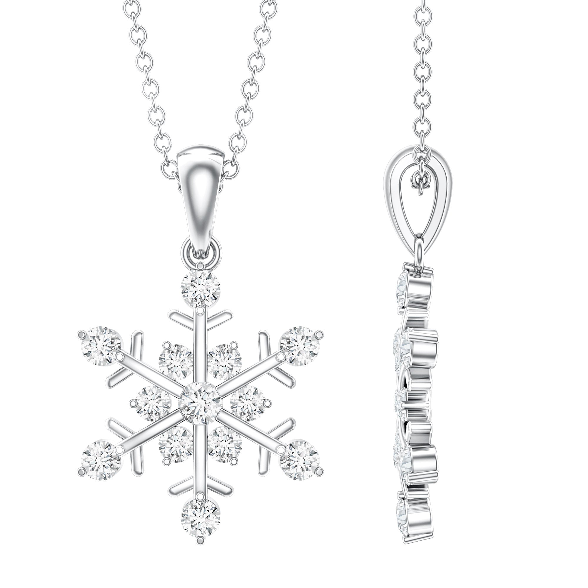 Certified Moissanite Snowflake Necklace Pendant for Women D-VS1 - Rosec Jewels