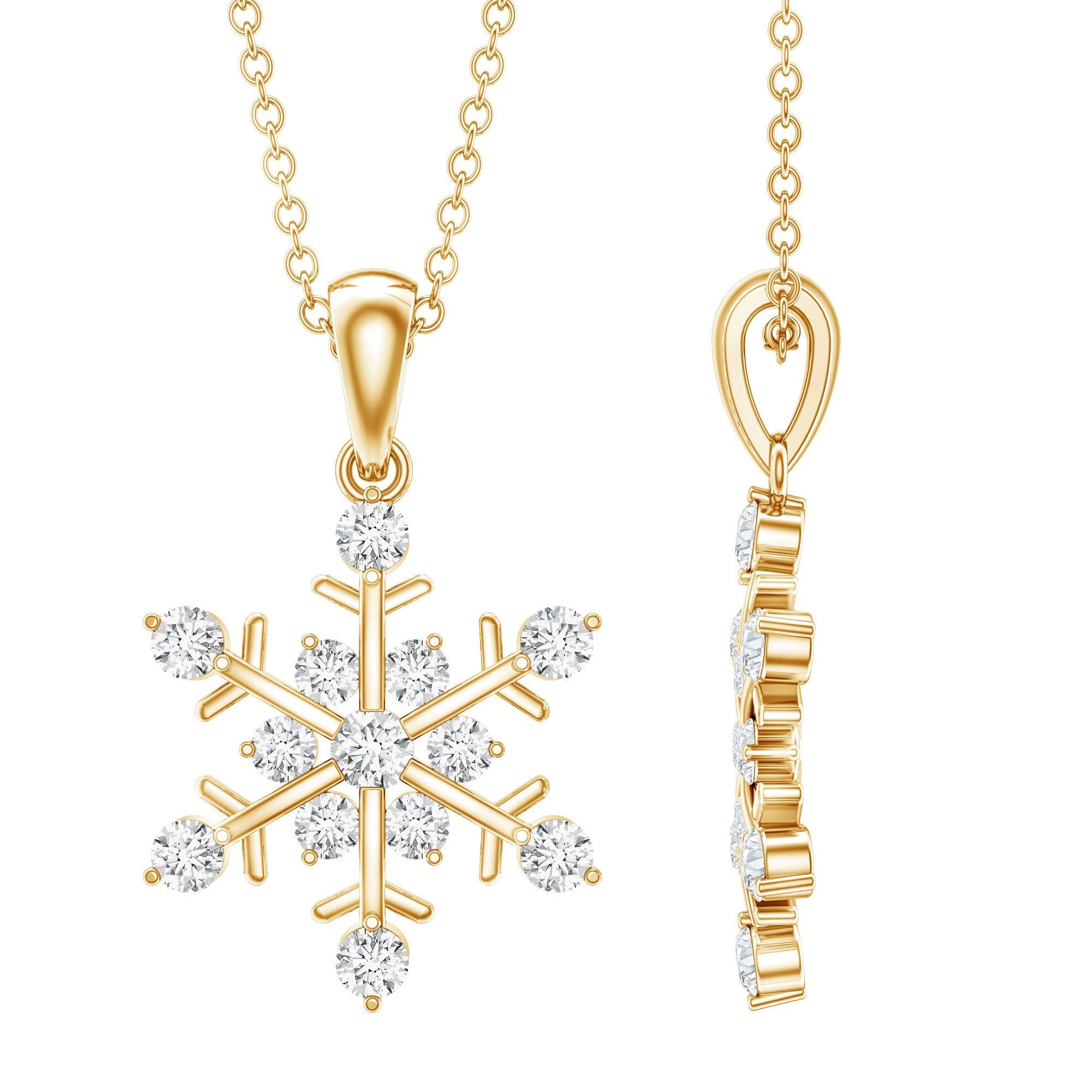 Certified Moissanite Snowflake Necklace Pendant for Women D-VS1 - Rosec Jewels