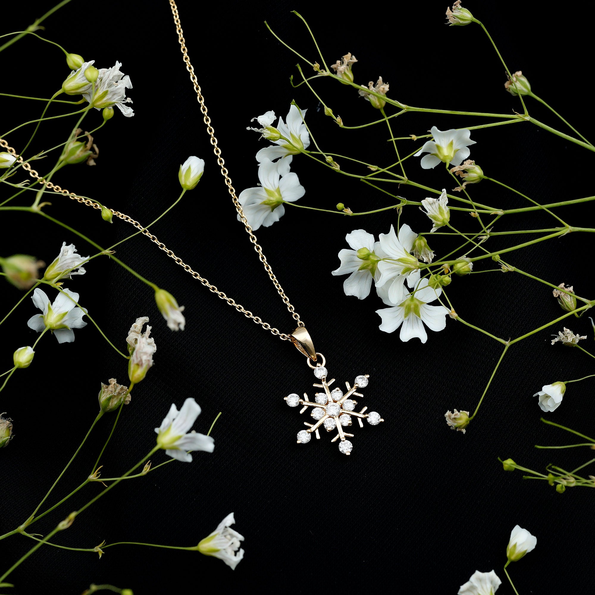 Certified Moissanite Snowflake Necklace Pendant for Women D-VS1 - Rosec Jewels
