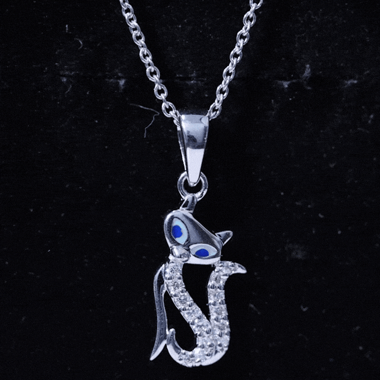 Certified Diamond Kitty Necklace For Women Natural - ( HI-SI ) - Rosec Jewels