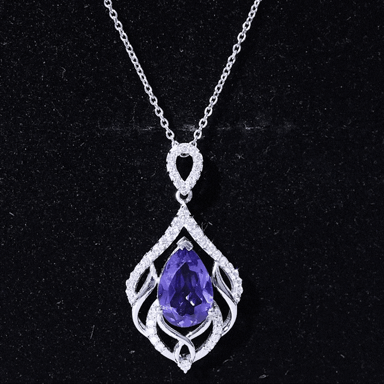 Lab Grown Blue Sapphire Designer Bridal Necklace with Diamond AAAA - Rosec Jewels
