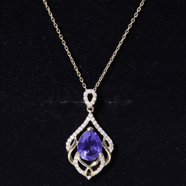 Certified Lab Grown Blue Sapphire Designer Necklace with Diamond Accent AAAA - Rosec Jewels