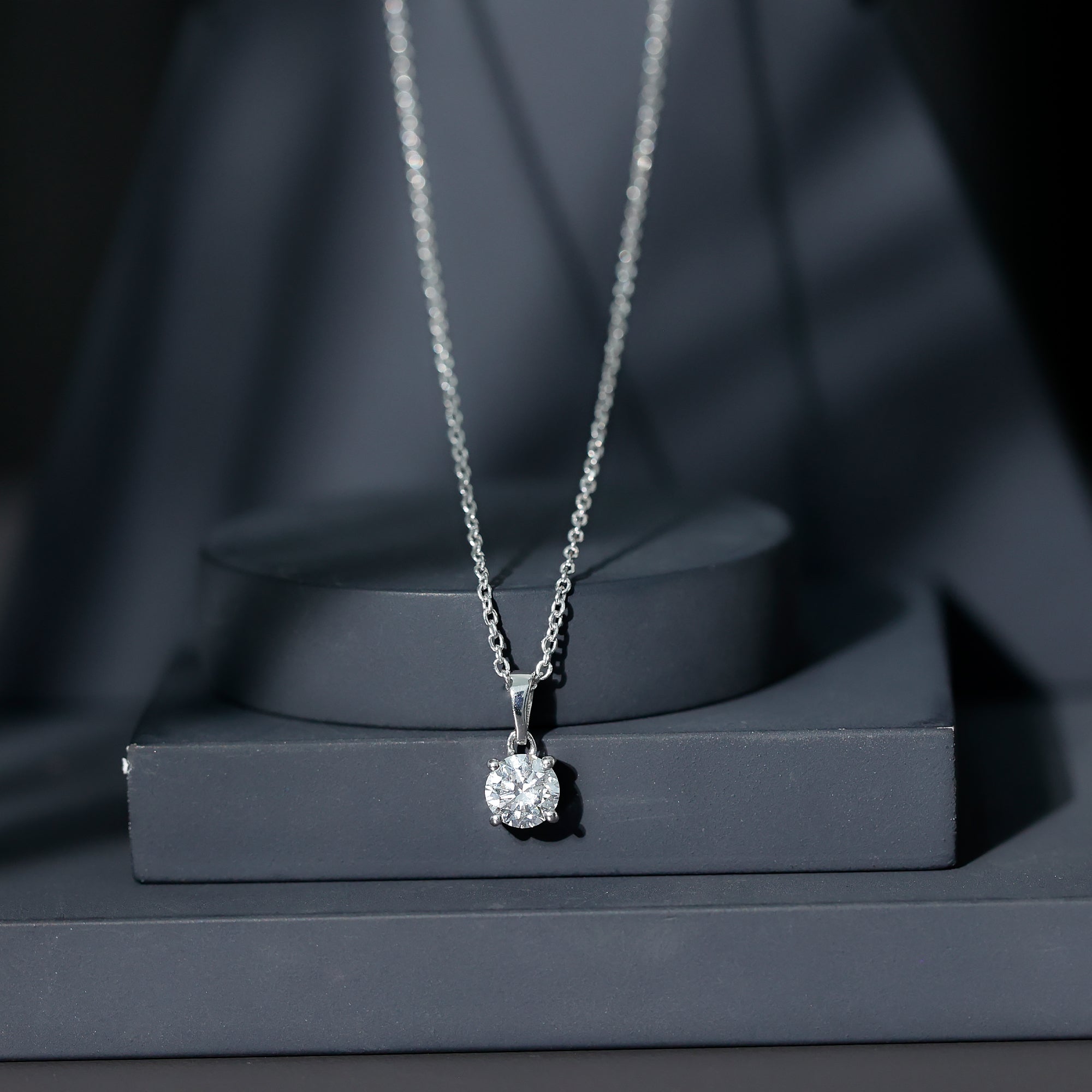 IGI Certified 1 CT Lab Grown Diamond Solitaire Pendant Lab - ( E-VS1 ) - Rosec Jewels
