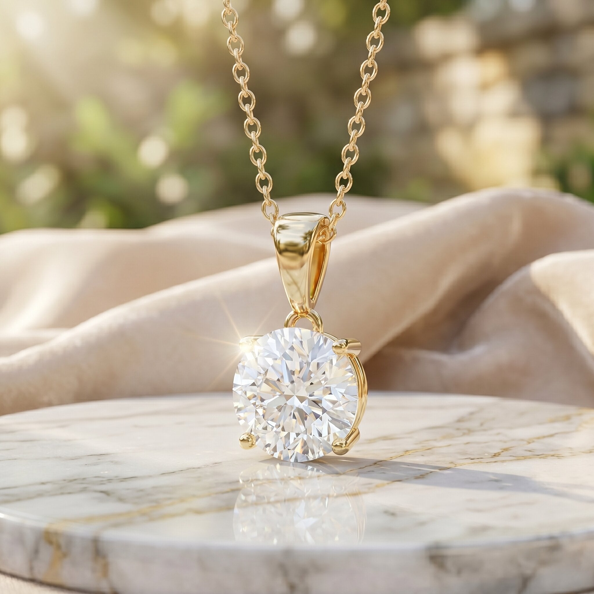 3 Carat Solitaire Lab Grown Diamond Pendant with IGI Certificate Lab - ( E-VS1 ) - Rosec Jewels