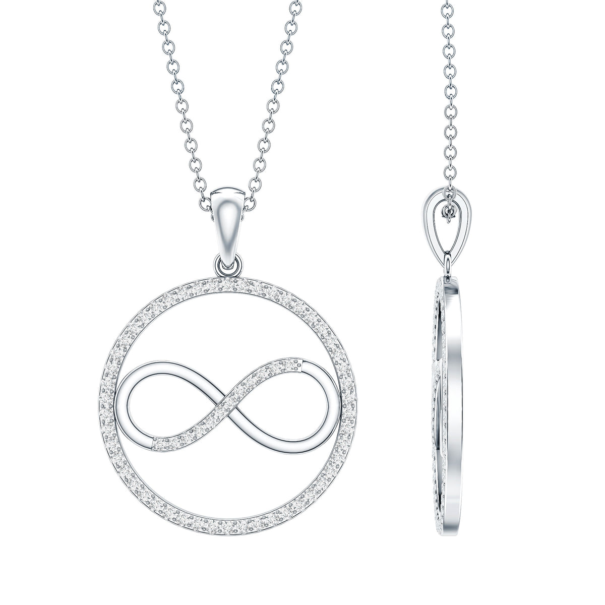 Diamonds Infinity Eternity Pendant Necklace Natural - ( HI-SI ) - Rosec Jewels