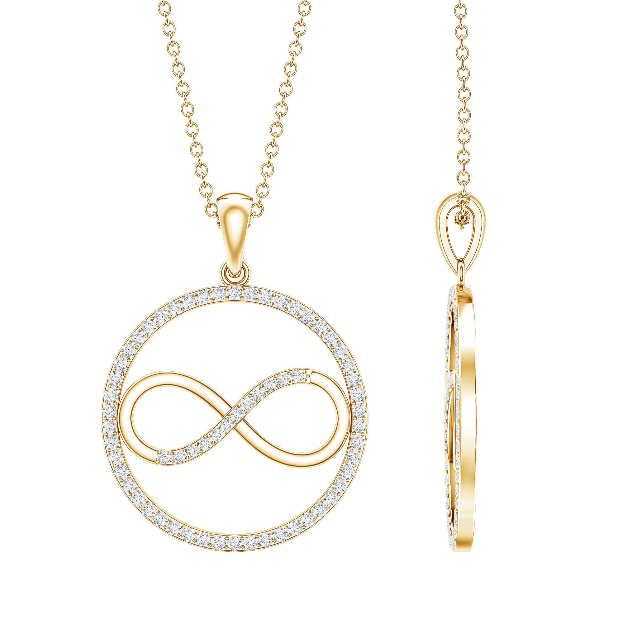 Diamonds Infinity Eternity Pendant Necklace Natural - ( HI-SI ) - Rosec Jewels