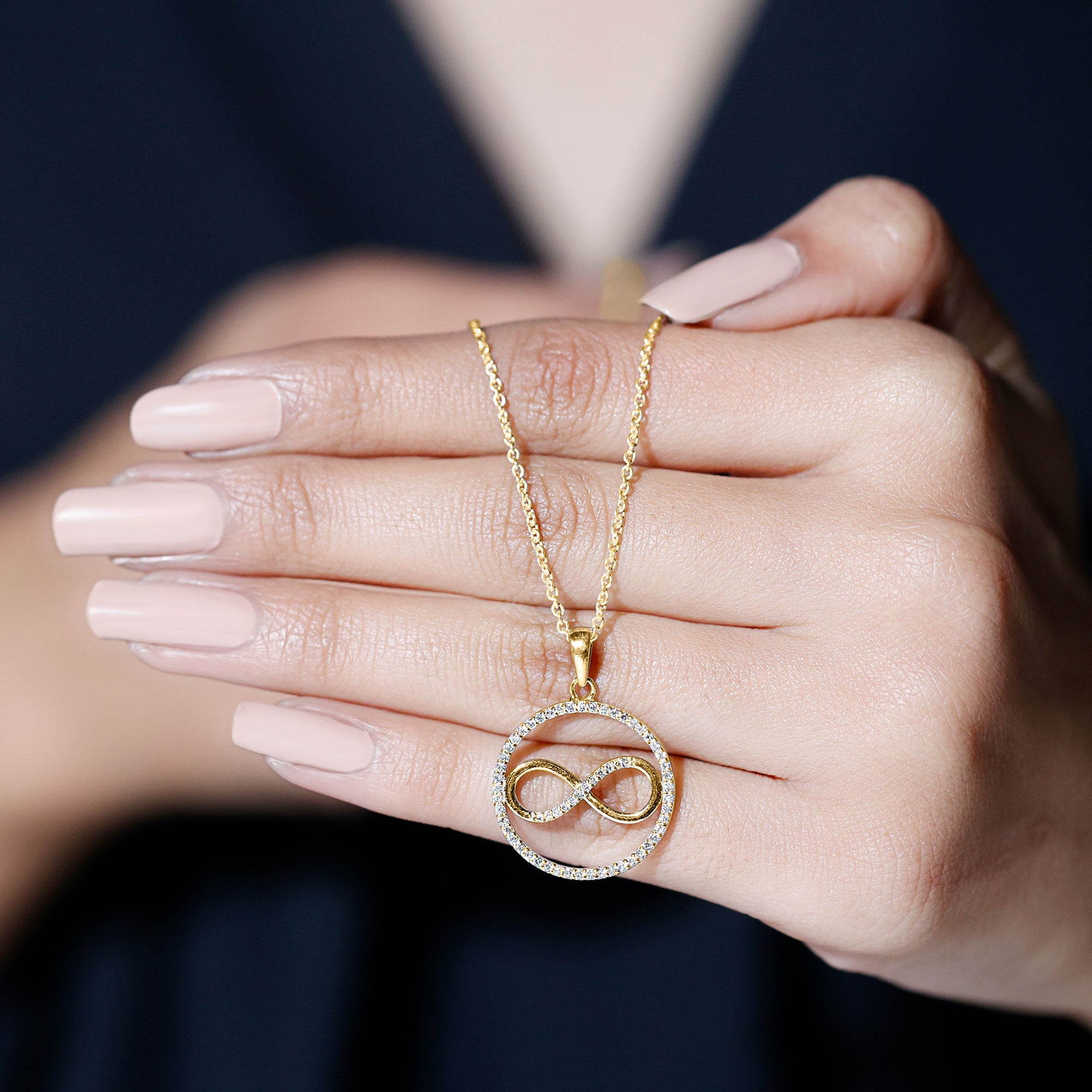 Diamonds Infinity Eternity Pendant Necklace Natural - ( HI-SI ) - Rosec Jewels