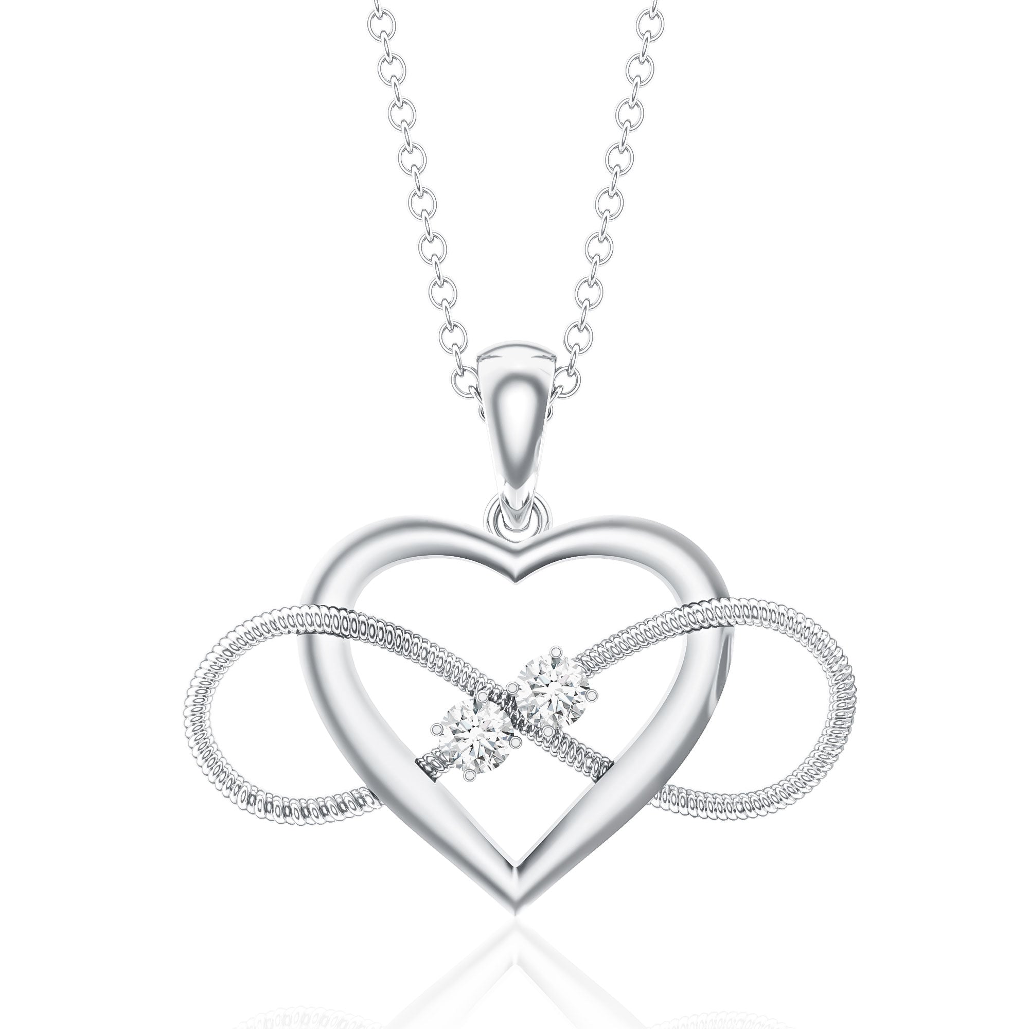 Natural Diamond Infinity Heart Necklace For Her Natural - ( HI-SI ) - Rosec Jewels