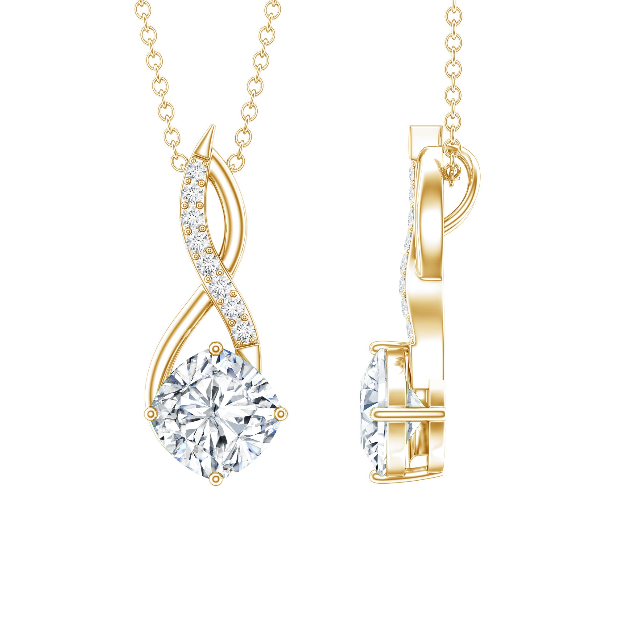 Cushion Cut Moissanite Infinity Promise Necklace With Chain D-VS1 - Rosec Jewels