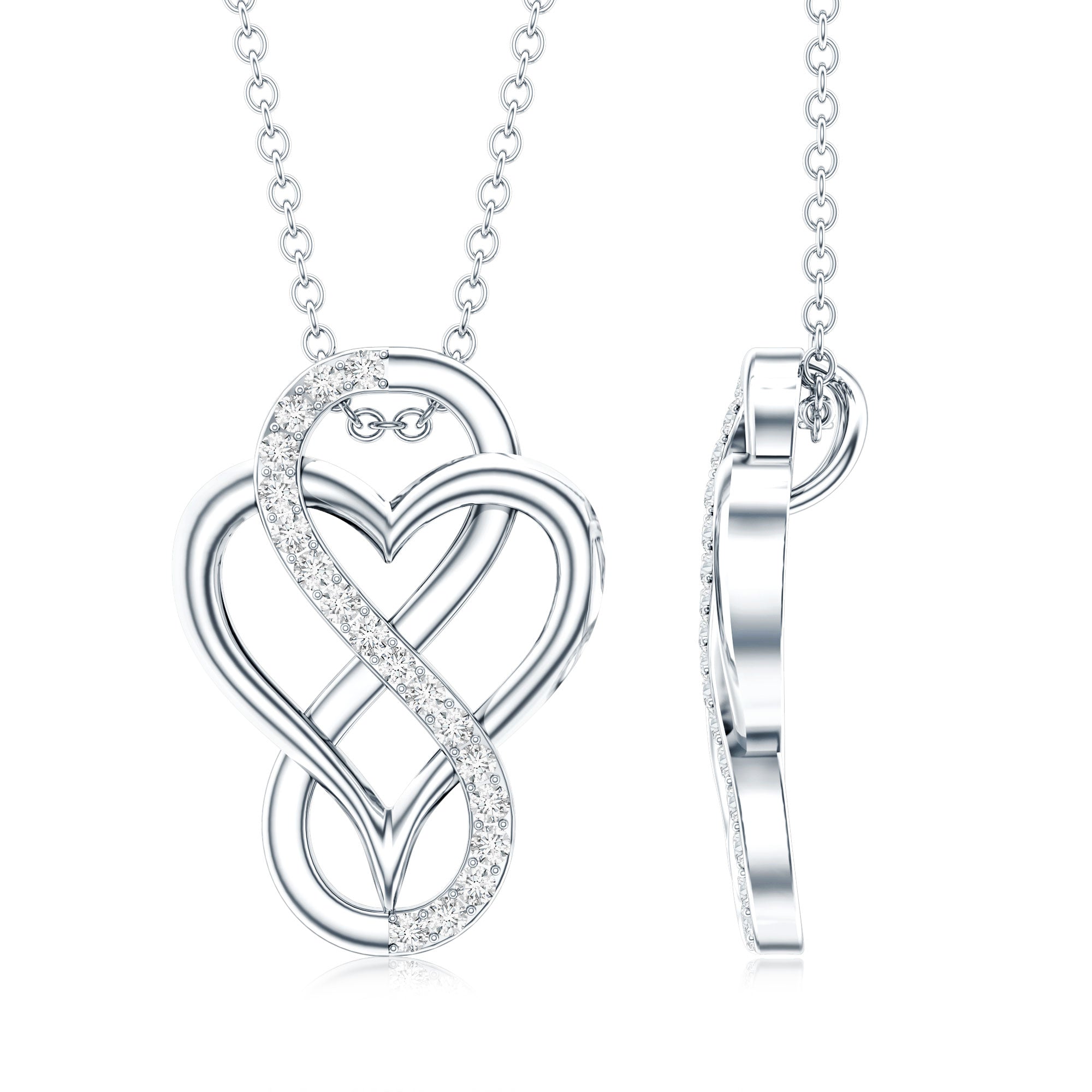 Brilliant Cut Diamond Infinity Heart Necklace for Women Natural - ( HI-SI ) - Rosec Jewels