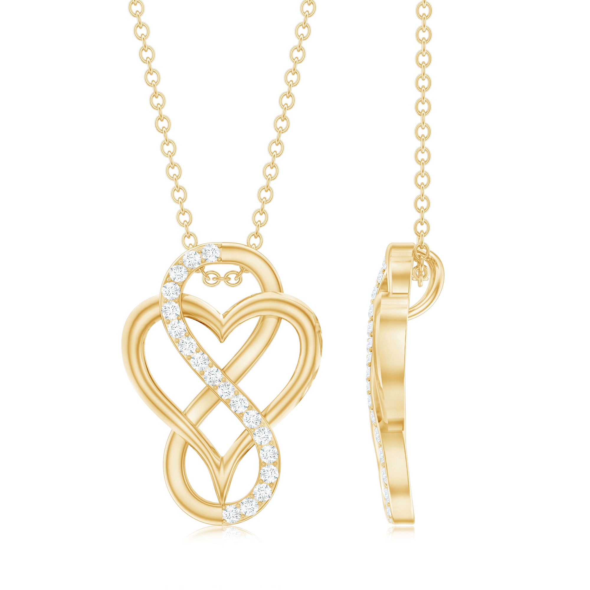 Brilliant Cut Diamond Infinity Heart Necklace for Women Natural - ( HI-SI ) - Rosec Jewels