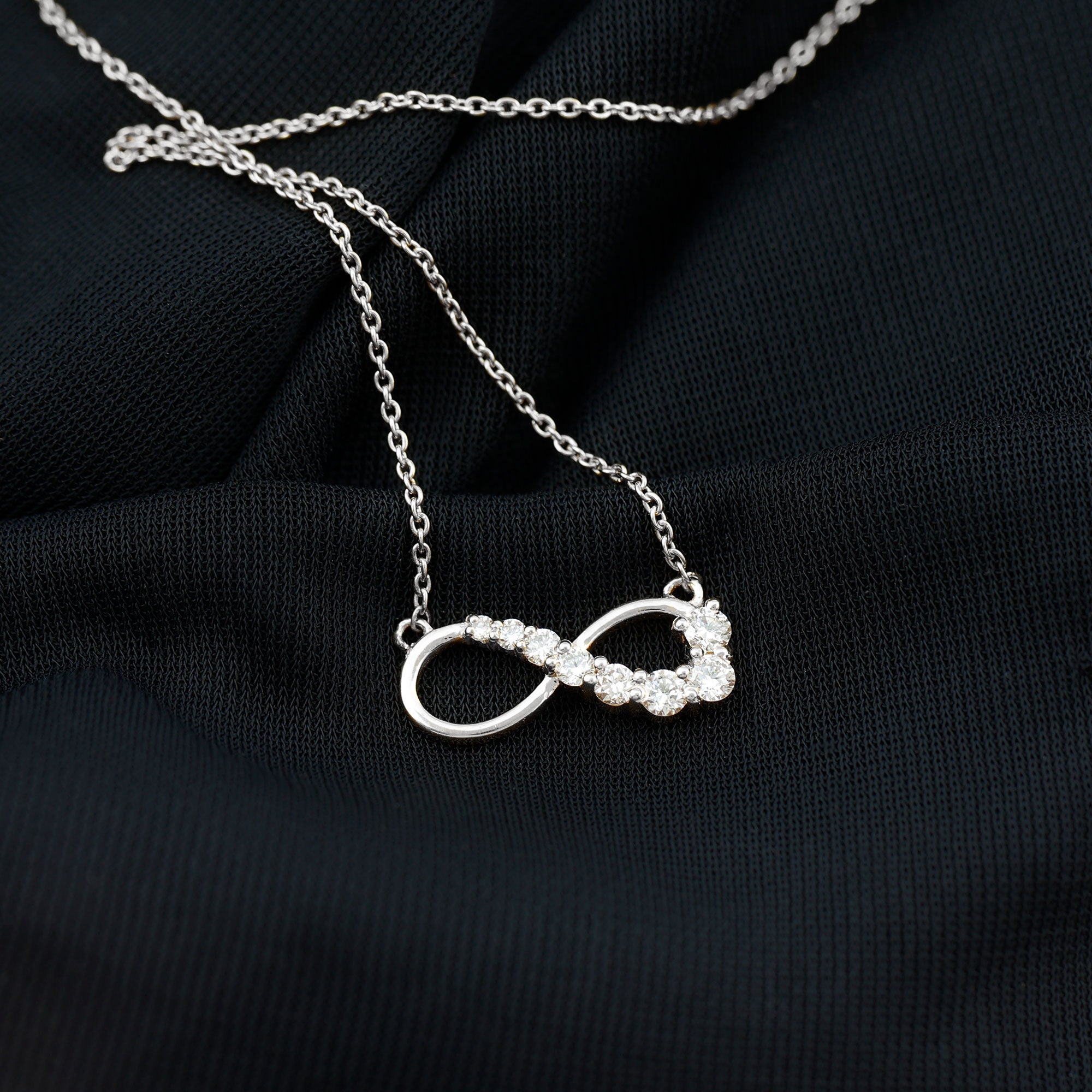 Diamond Infinity Pendant Necklace For Women Natural - ( HI-SI ) - Rosec Jewels
