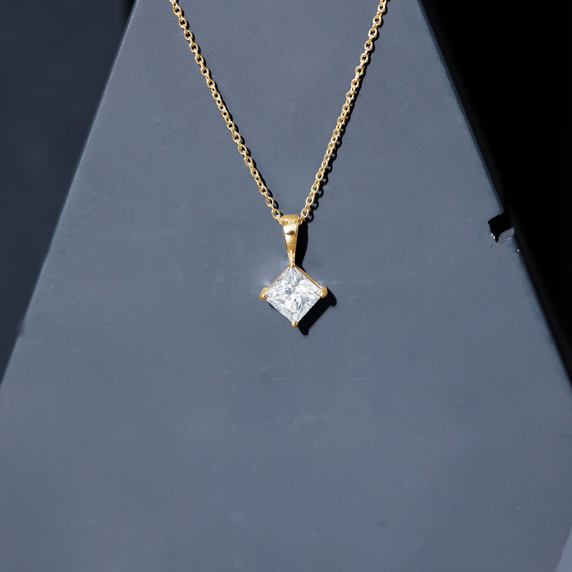 3 CT Princess Cut Moissanite Solitaire Pendant Necklace For Women D-VS1 - Rosec Jewels